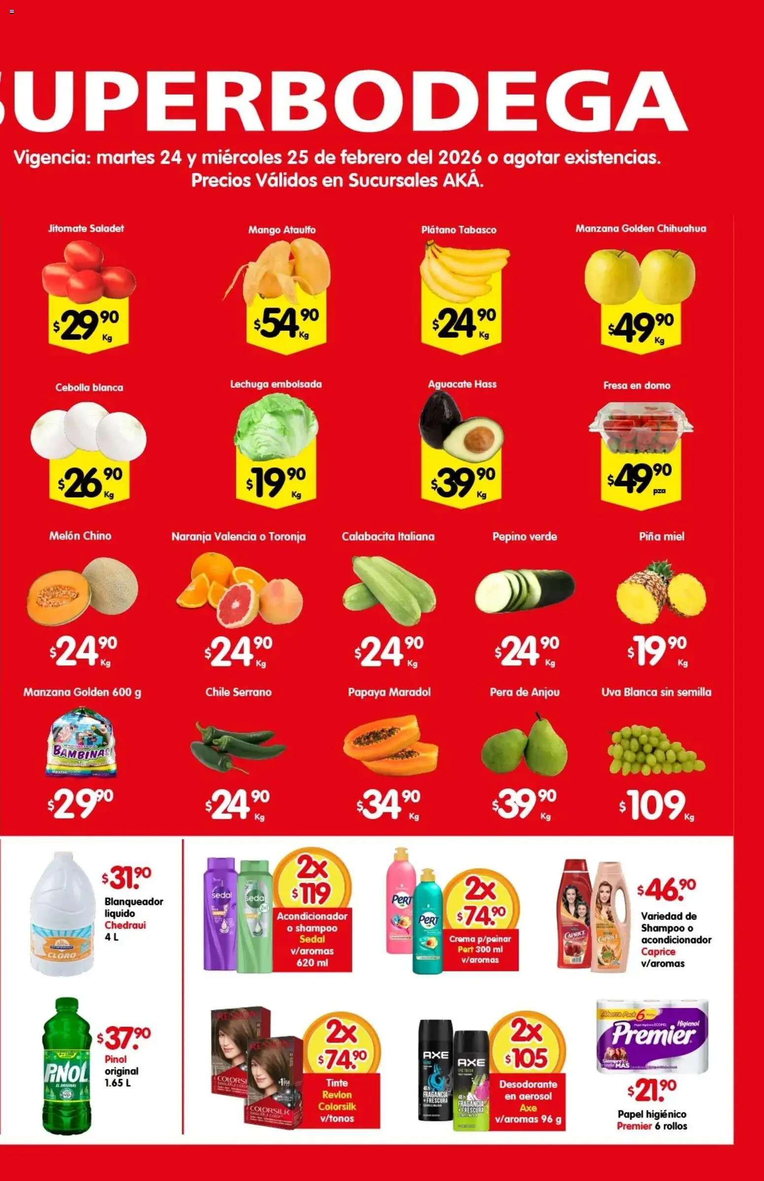 Nuevas ofertas de Arteli válidas en toda la República Mexicana desde el 24.02.2026. ¡Encuentra las mejores ofertas en Arteli folleto Aká Super Bodega ! | Página: 2 | Productos: Pera, Lechuga, Uva, Papel higiénico