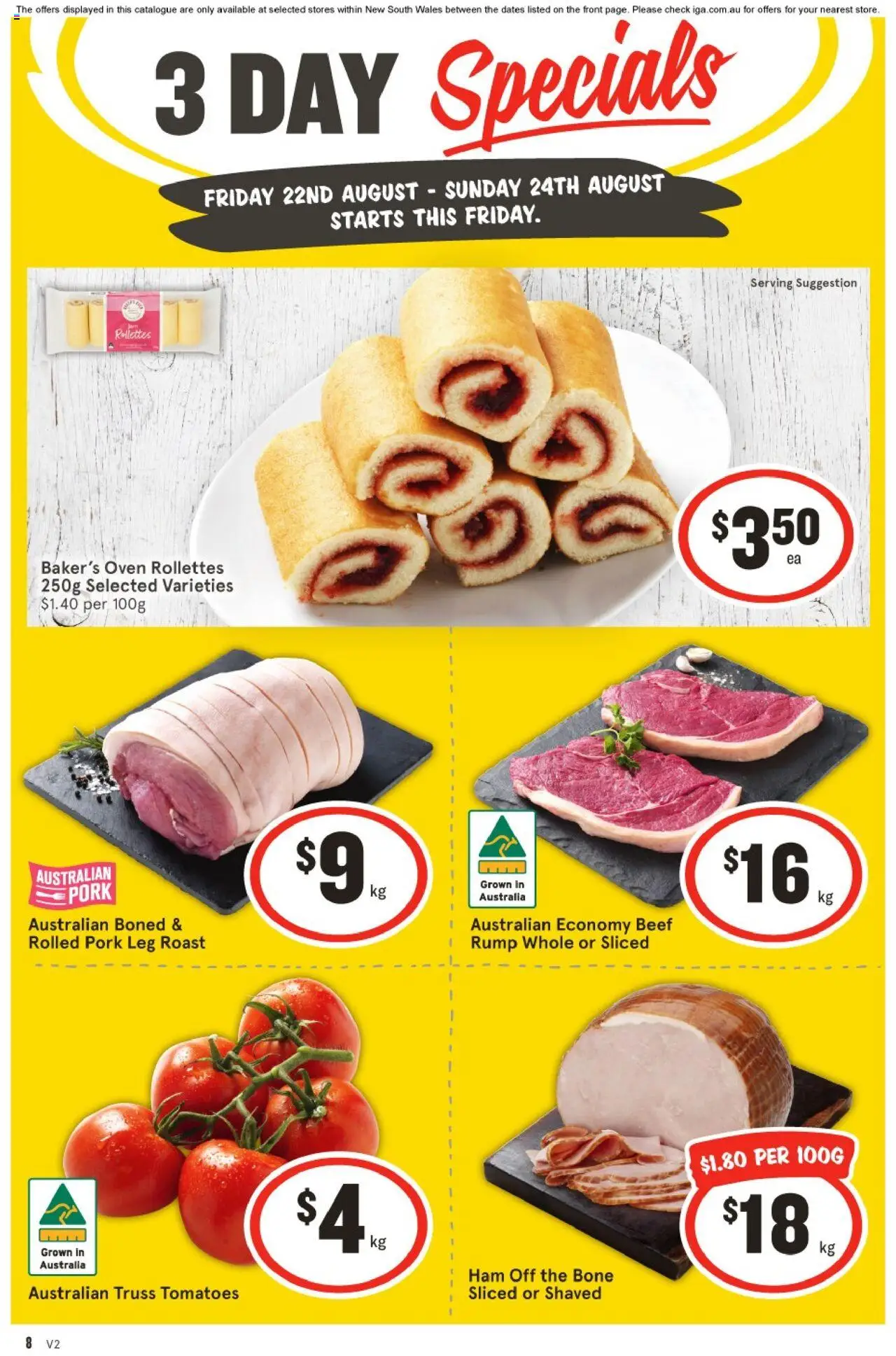 IGA catalogue - valid from 22.08.2025 | Page: 1 | Products: Pork, Tomatoes, Beef, Oven