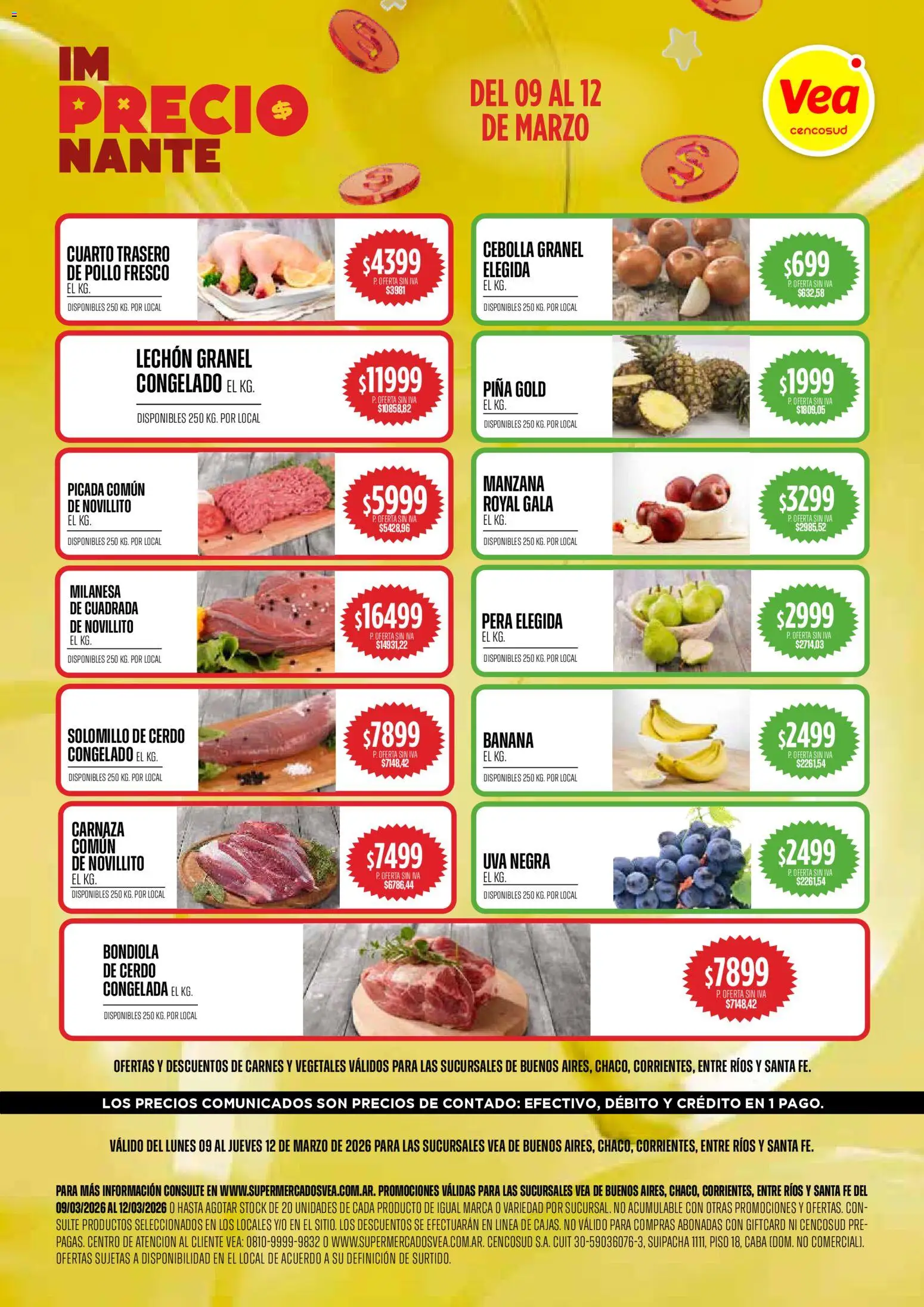 Vea ofertas │ válido desde el 09.03.2026 | Página: 1 | Productos: Cebolla, Banana, Manzana, Cerdo