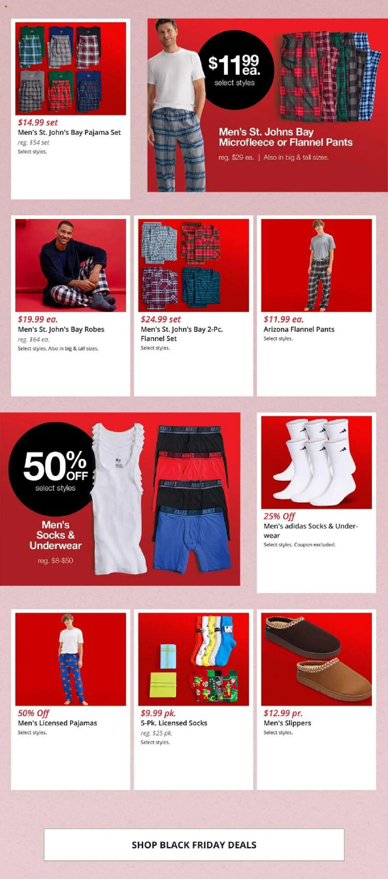 JCPenney Black Friday Men´s Deals - valid from 07.11.2025 | Page: 7 | Products: Underwear, Socks, Pajamas, Slippers