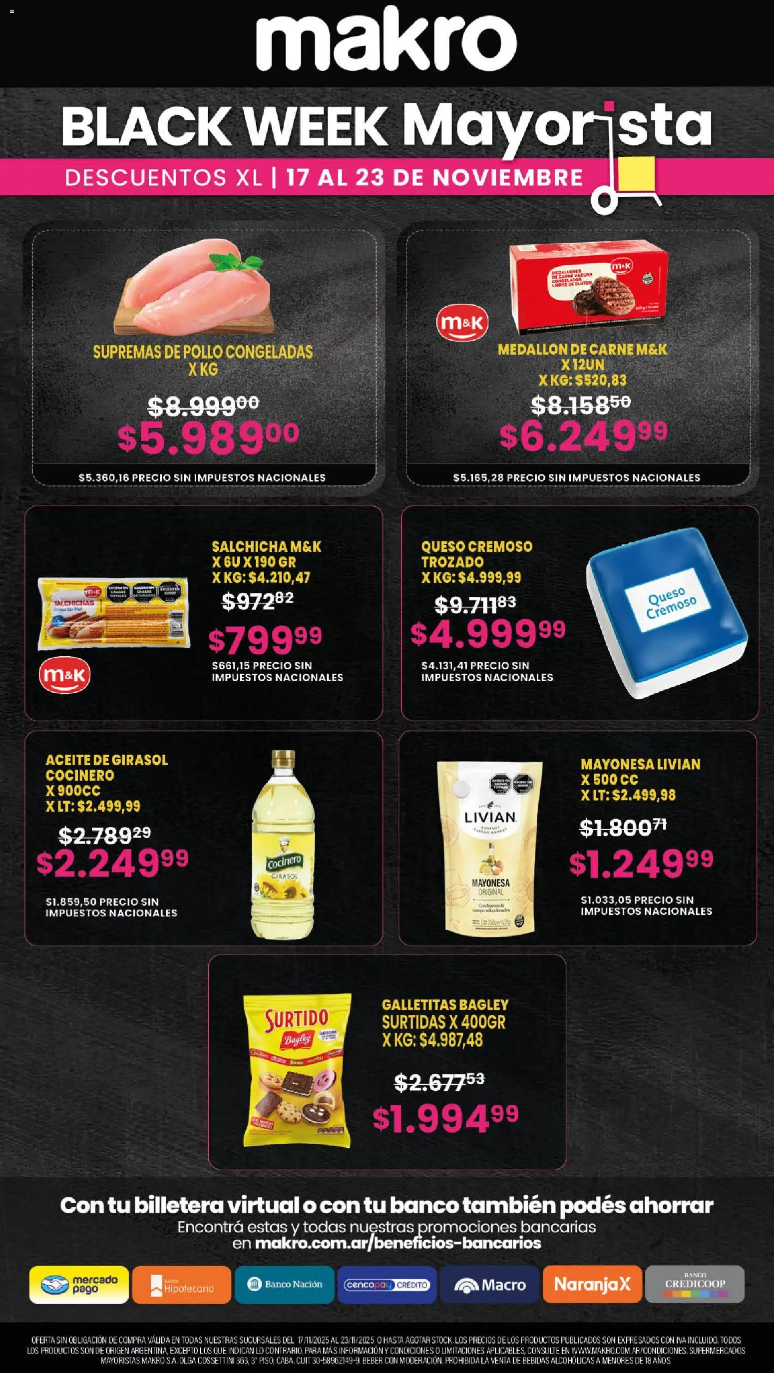 Makro Black Friday │ válido desde el 17.11.2025 | Página: 1 | Productos: Pollo, Aceite, Mayonesa, Salchicha