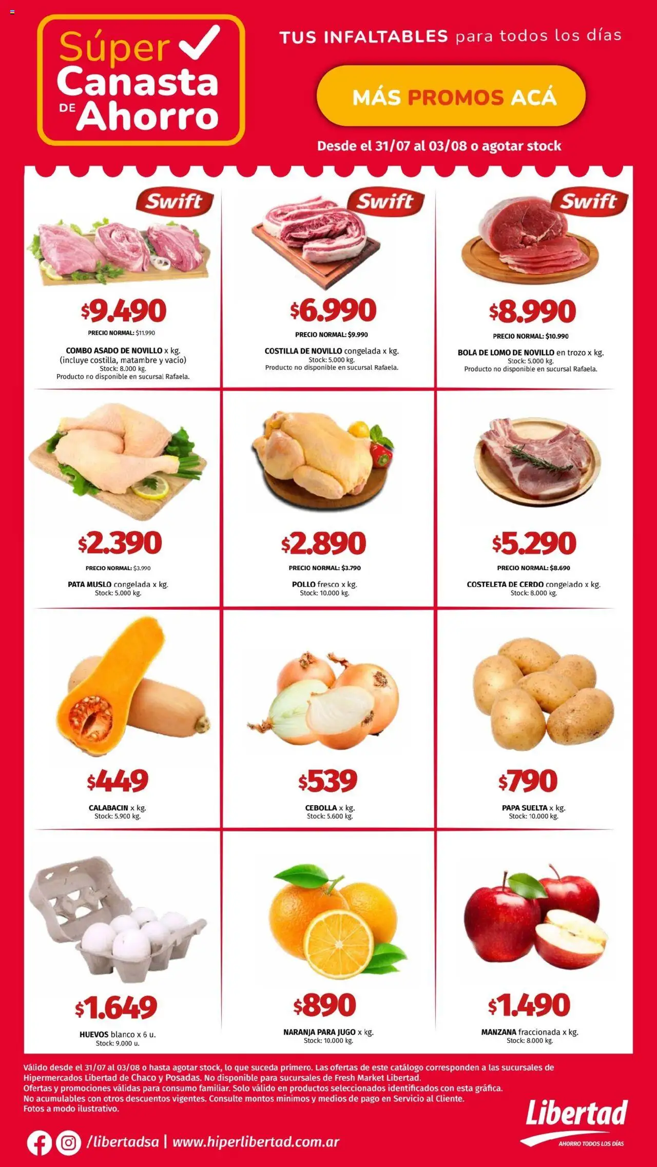 Hipermercado Libertad - Canasta - NEA │ válido desde el 31.07.2025 | Página: 2 | Productos: Papa, Huevos, Jugo, Cerdo