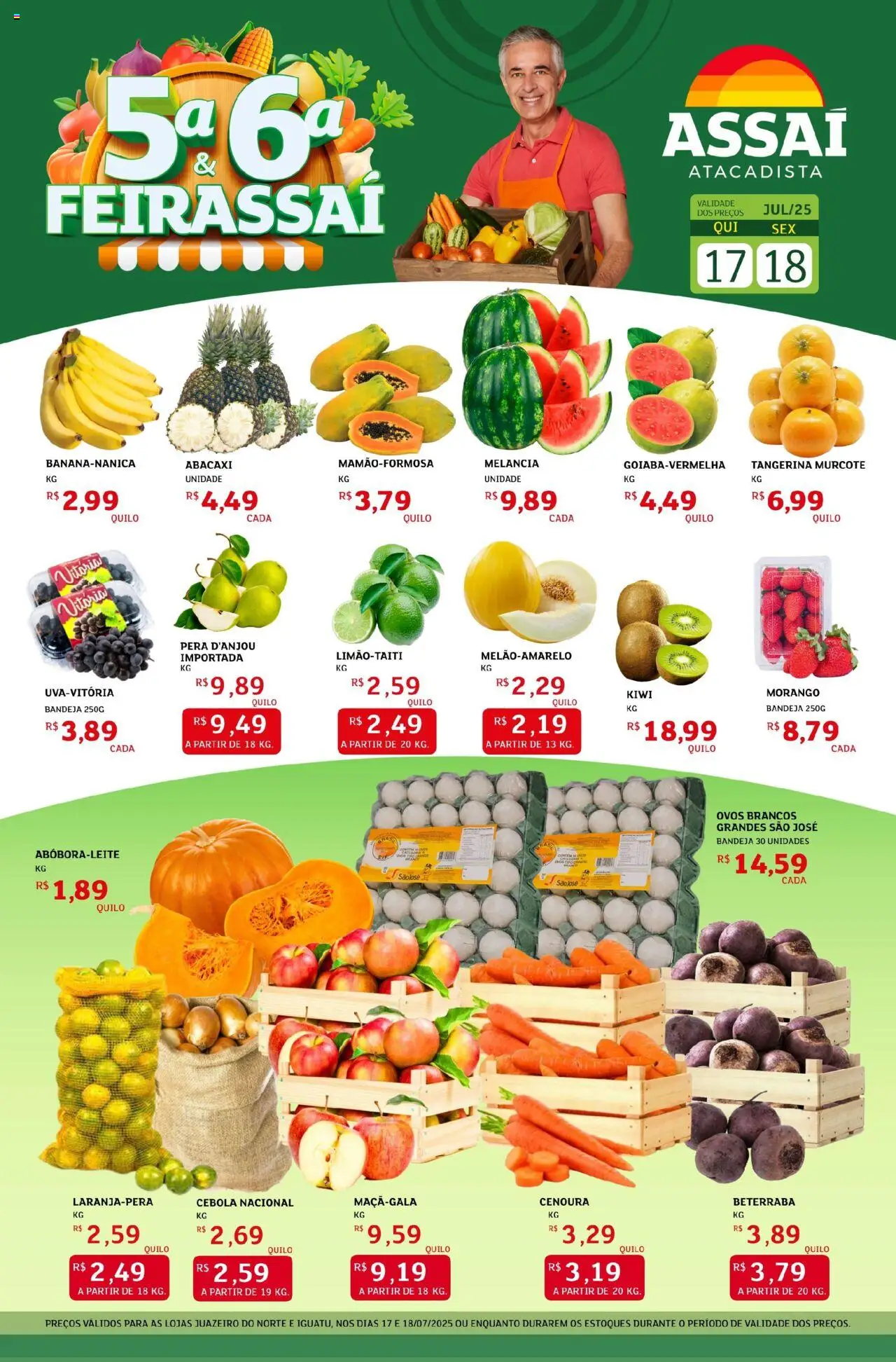 Assaí Atacadista Folheto - válido de 17.07.2025 | Página: 1 | Produtos: Melancia, Pera, Beterraba, Pera d'anjou