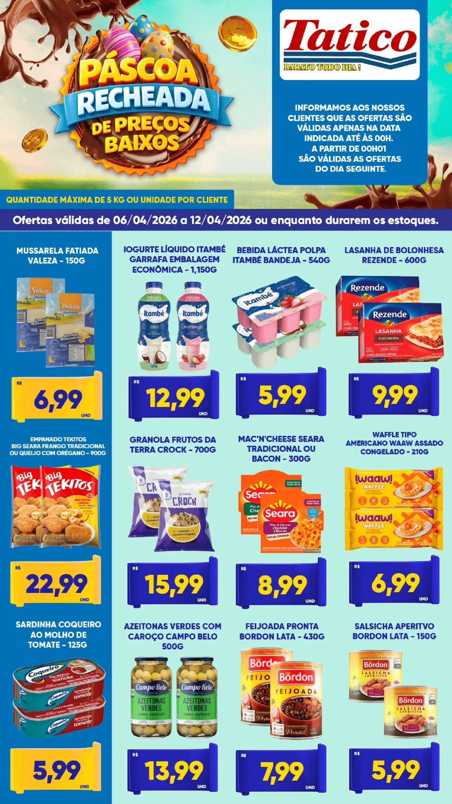 Tatico Folheto - válido de 06.04.2026 | Página: 2 | Produtos: Molho de tomate, Salsicha, Lasanha, Bebida