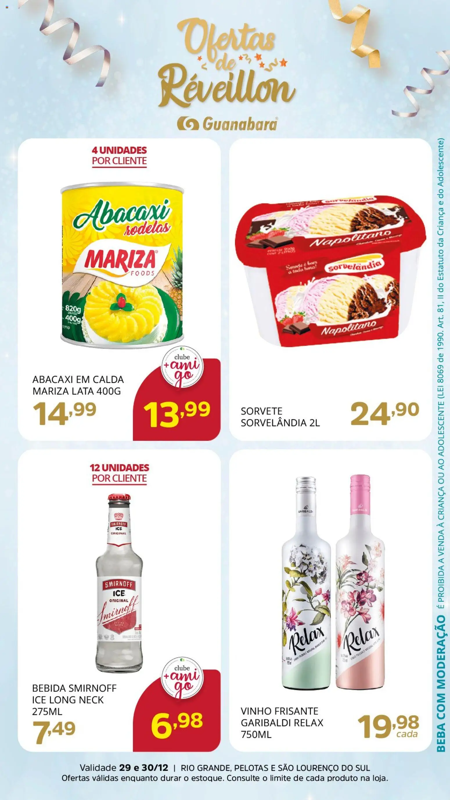 Supermercado Guanabara Folheto - válido de 29.12.2025 | Página: 3 | Produtos: Vinho, Abacaxi, Sorvete, Bebida