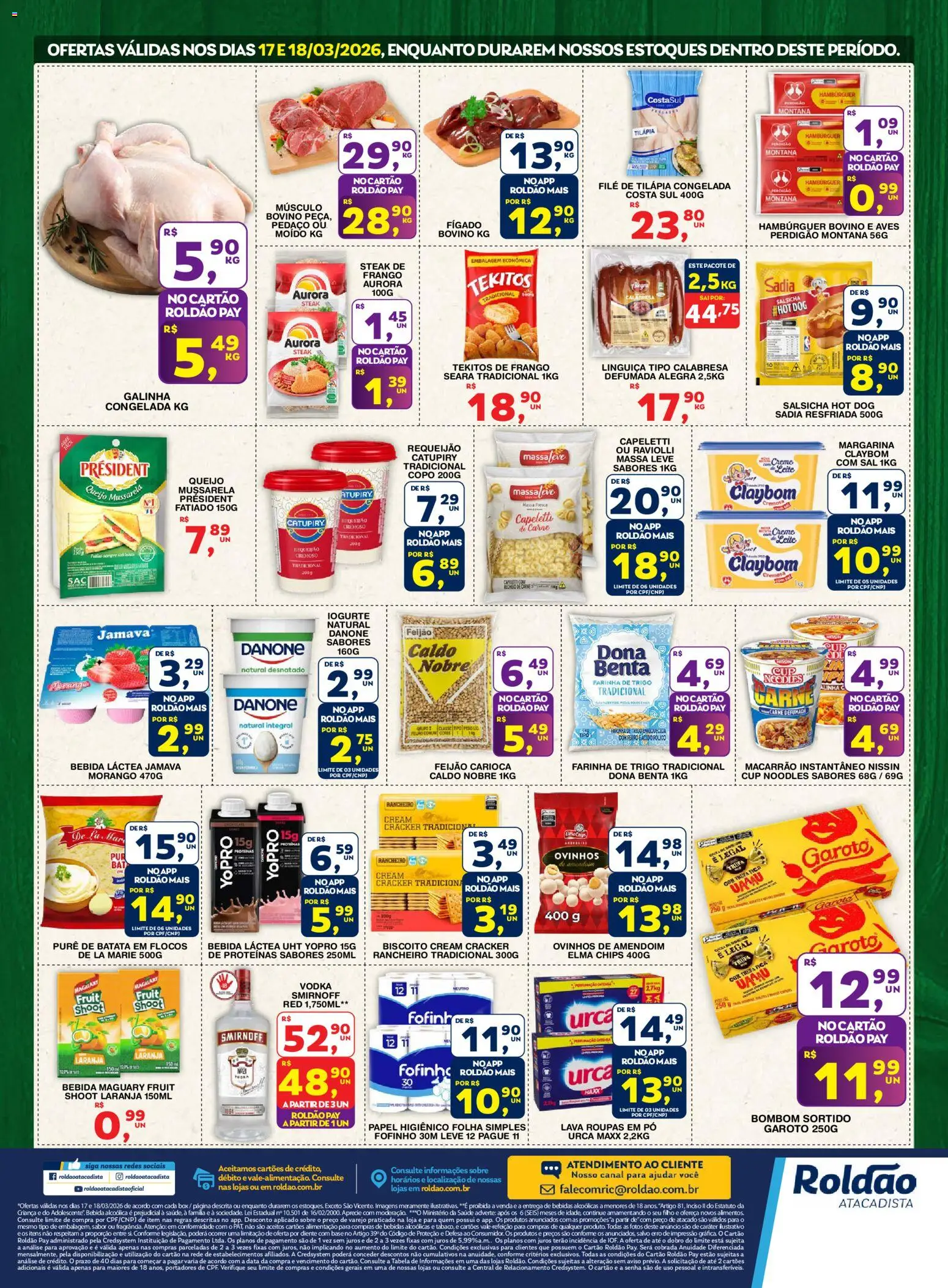 Roldão Folheto - válido de 17.03.2026 | Página: 2 | Produtos: Linguiça, Cream cracker, Requeijão, Mussarela