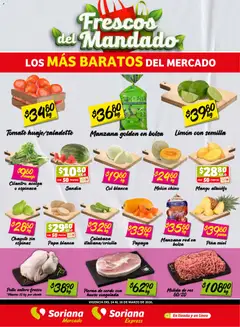 Vista previa de Soriana Frescos del Mandado Mercado: Ags, Nay, Jal, Qro, Col, Mich, Gto, Hgo, Tlax, Mor, Pue, Gro, Oax, Edo. de Mex, CDMX, Zac y, nuevo folleto de la tienda, válido en México a partir del 24.03.2026