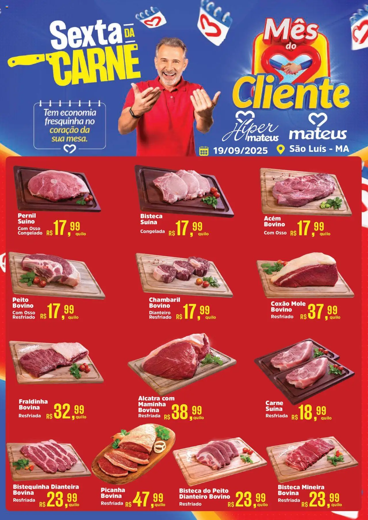 Mateus Folheto - válido de 19.09.2025 | Página: 1 | Produtos: Acém, Alcatra, Pernil, Chambaril bovino