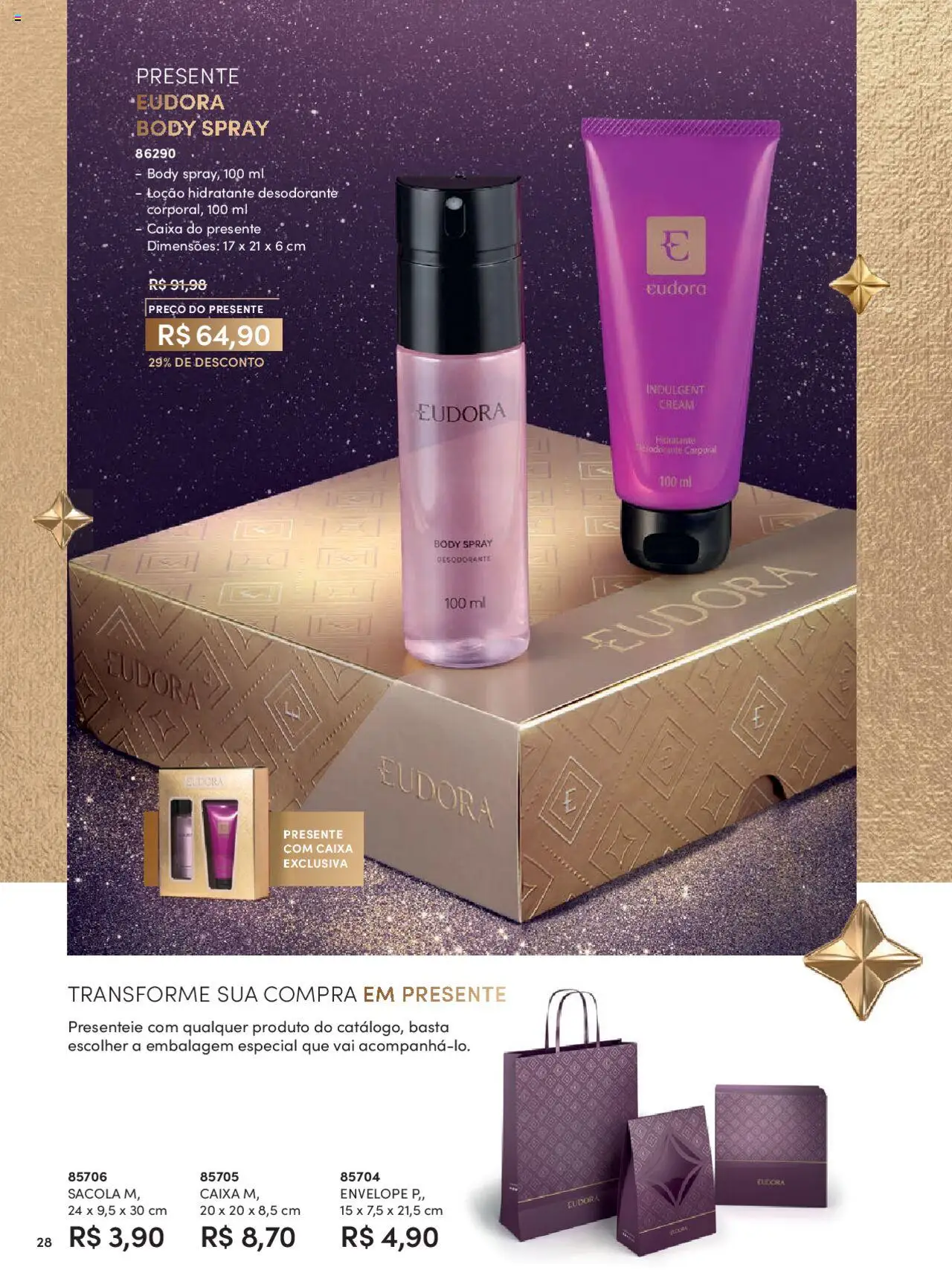 Eudora Folheto - válido de 07.10.2025 | Página: 28 | Produtos: Desodorante, Caixa, Envelope, Body