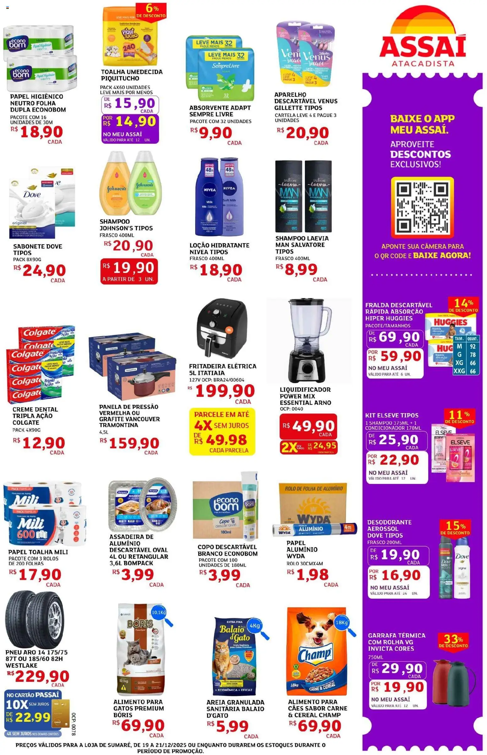 Assaí Atacadista Folheto - válido de 19.12.2025 | Página: 7 | Produtos: Pneu, Areia, Fritadeira elétrica, Carne