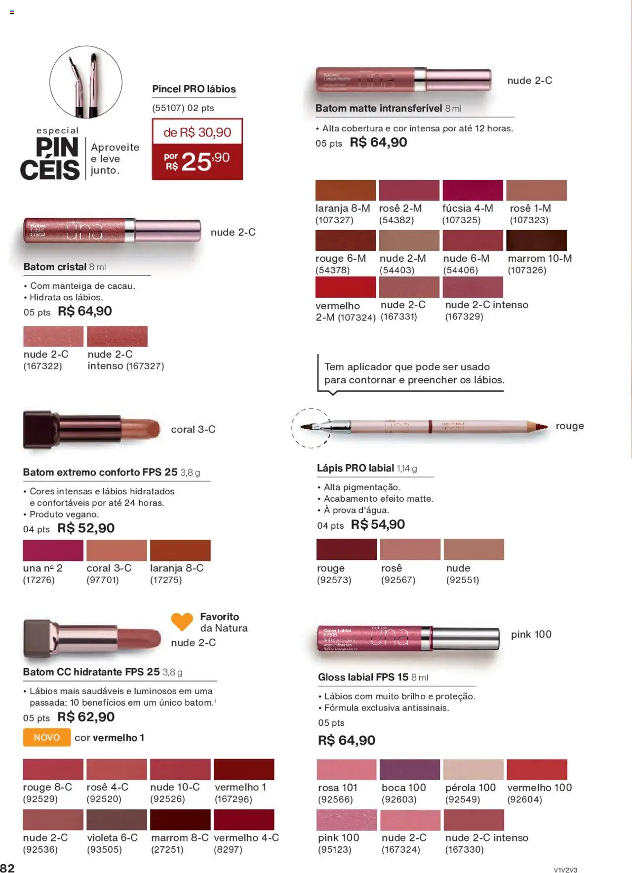 Natura Folheto - válido de 05.06.2025 | Página: 82 | Produtos: Pincel, Batom, Gloss labial, Manteiga