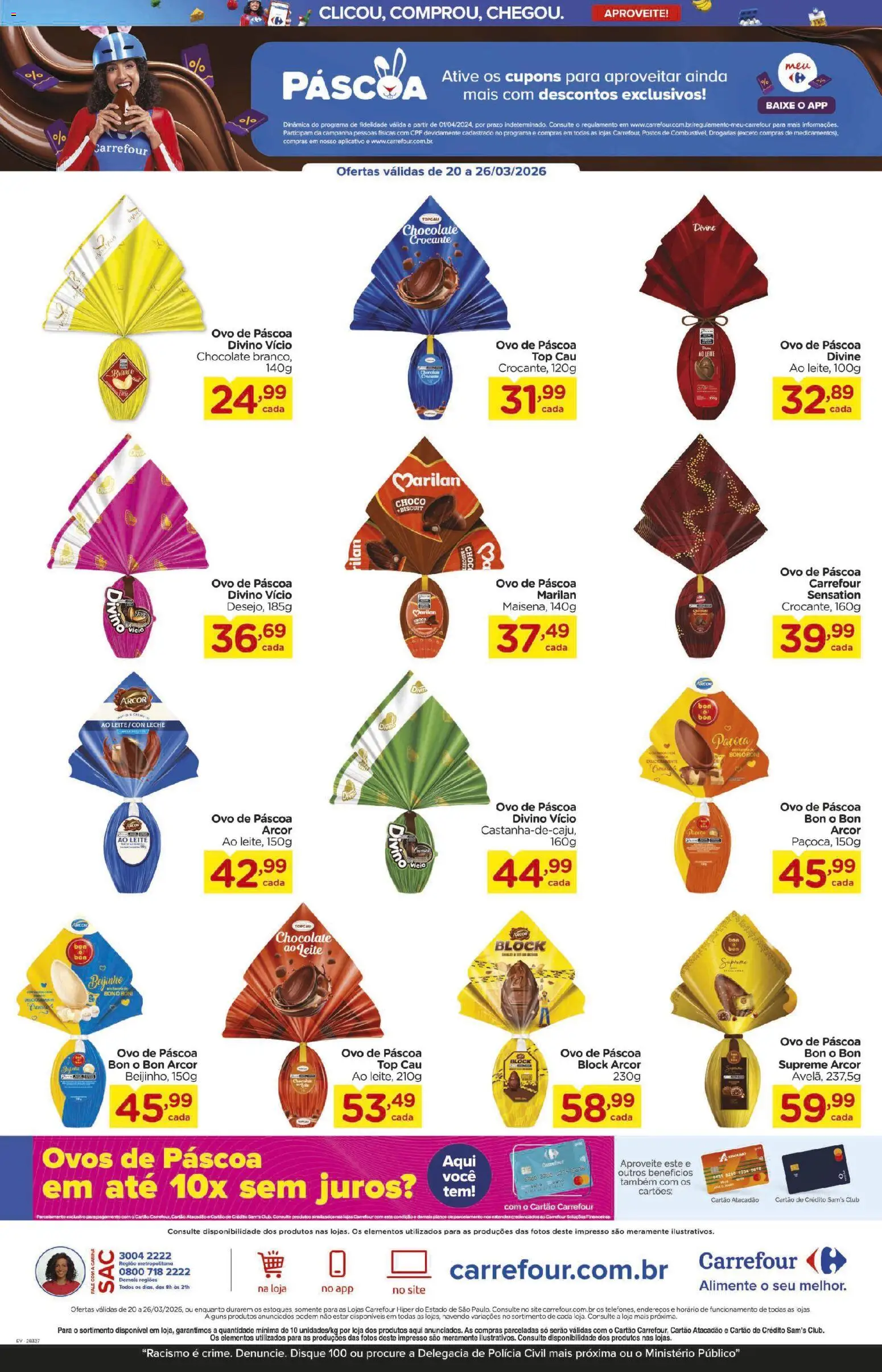 Carrefour Folheto - válido de 20.03.2026 | Página: 3 | Produtos: Ovo de páscoa, Ovos, Chocolate, Paçoca