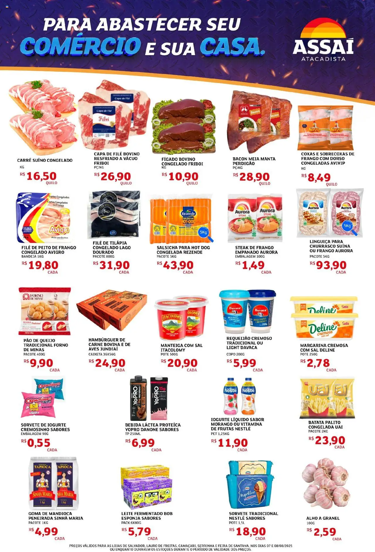 Assaí Atacadista Folheto - válido de 07.08.2025 | Página: 3 | Produtos: Carne, Bandeja, Frango, Requeijão