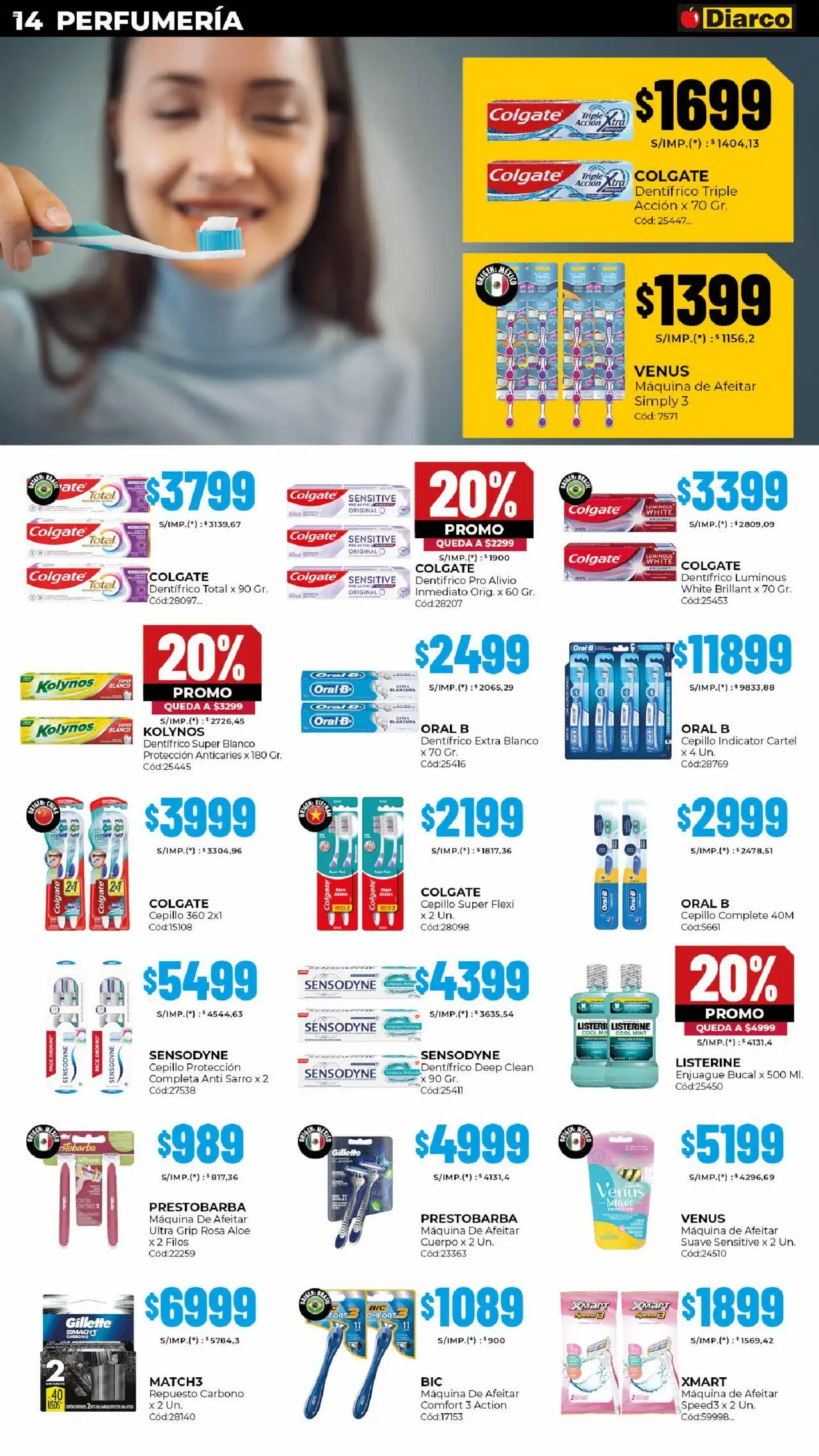 Diarco ofertas │ válido desde el 20.10.2025 | Página: 14 | Productos: Maquina de afeitar, Cepillo, Enjuague bucal