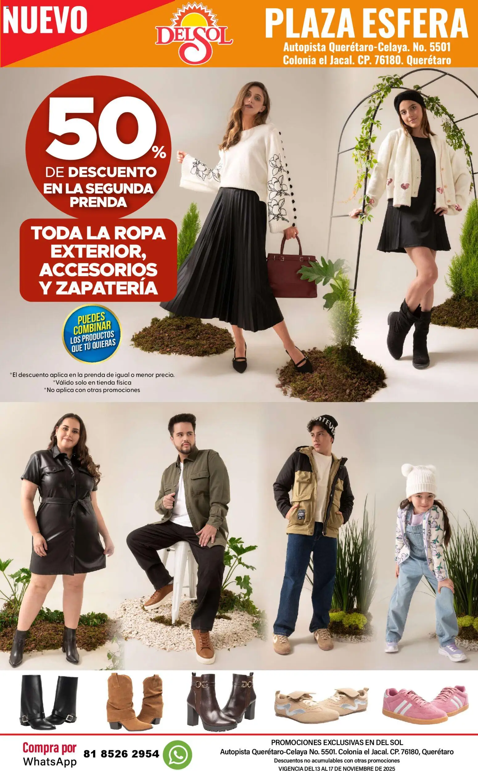 Nuevas ofertas de Del Sol y Woolworth válidas en toda la República Mexicana desde el 13.11.2025. ¡Encuentra las mejores ofertas en Del Sol y Woolworth catálogo Apertura Querétaro Esfera 1201! | Página: 9 | Productos: Ropa