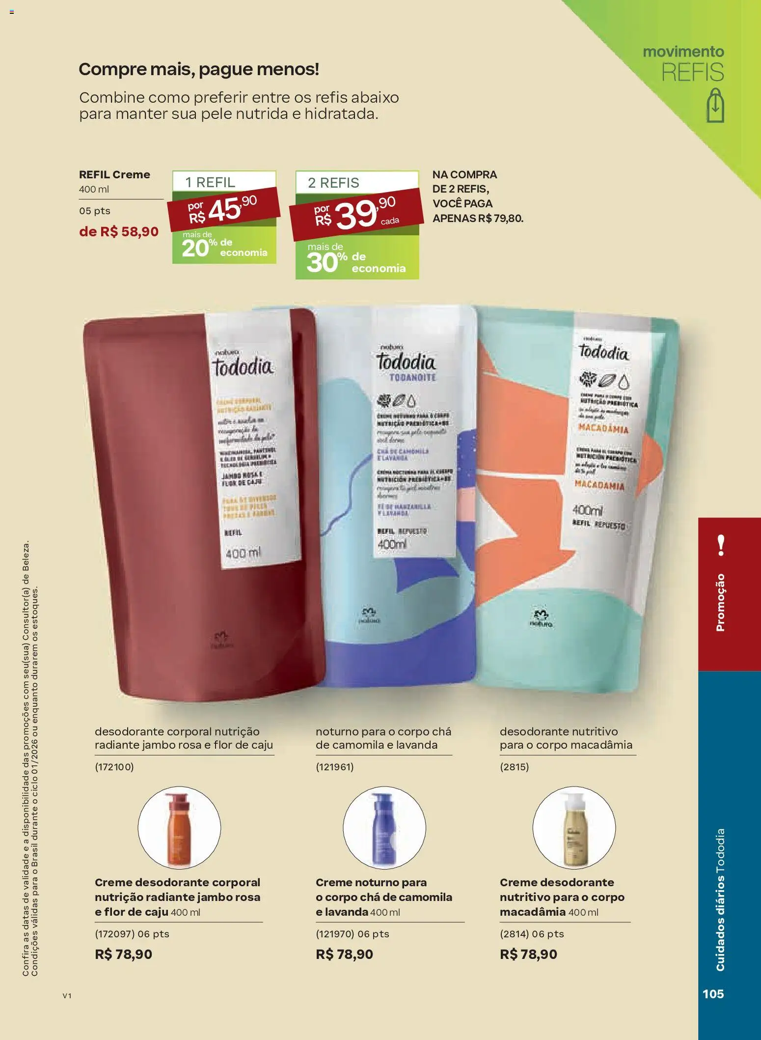Natura Folheto - válido de 26.12.2025 | Página: 105 | Produtos: Caju, Macadâmia, Desodorante, Creme