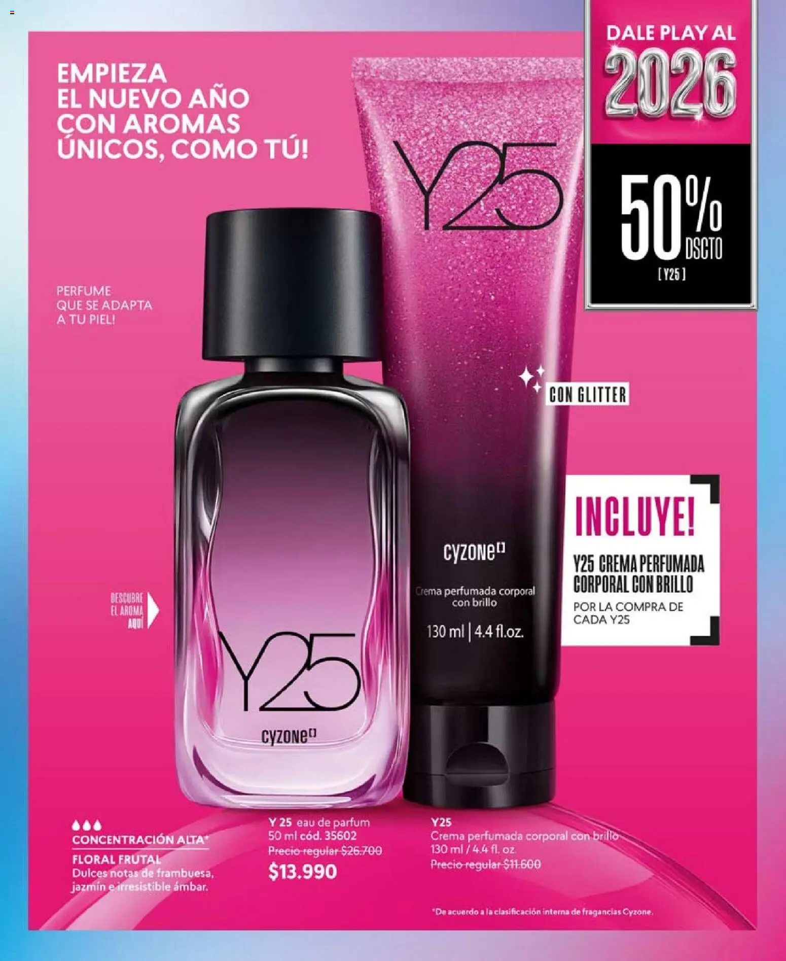 Catálogo CyZone Campaña 1 │ válido desde el 01.01.2026 | Página: 100 | Productos: Brillo, Glitter, Perfume, Crema