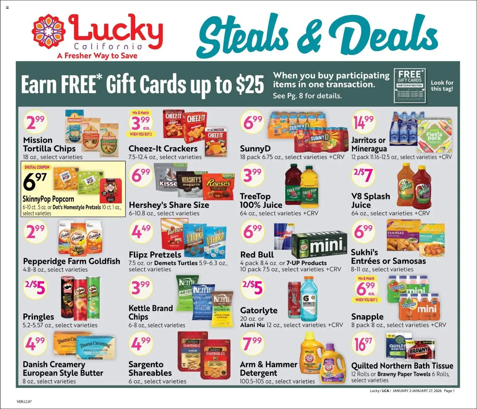 Lucky Supermarkets Big Book of Savings - valid from 02.01.2026 | Page: 1 | Products: Bath, Butter, Juice, Kettle