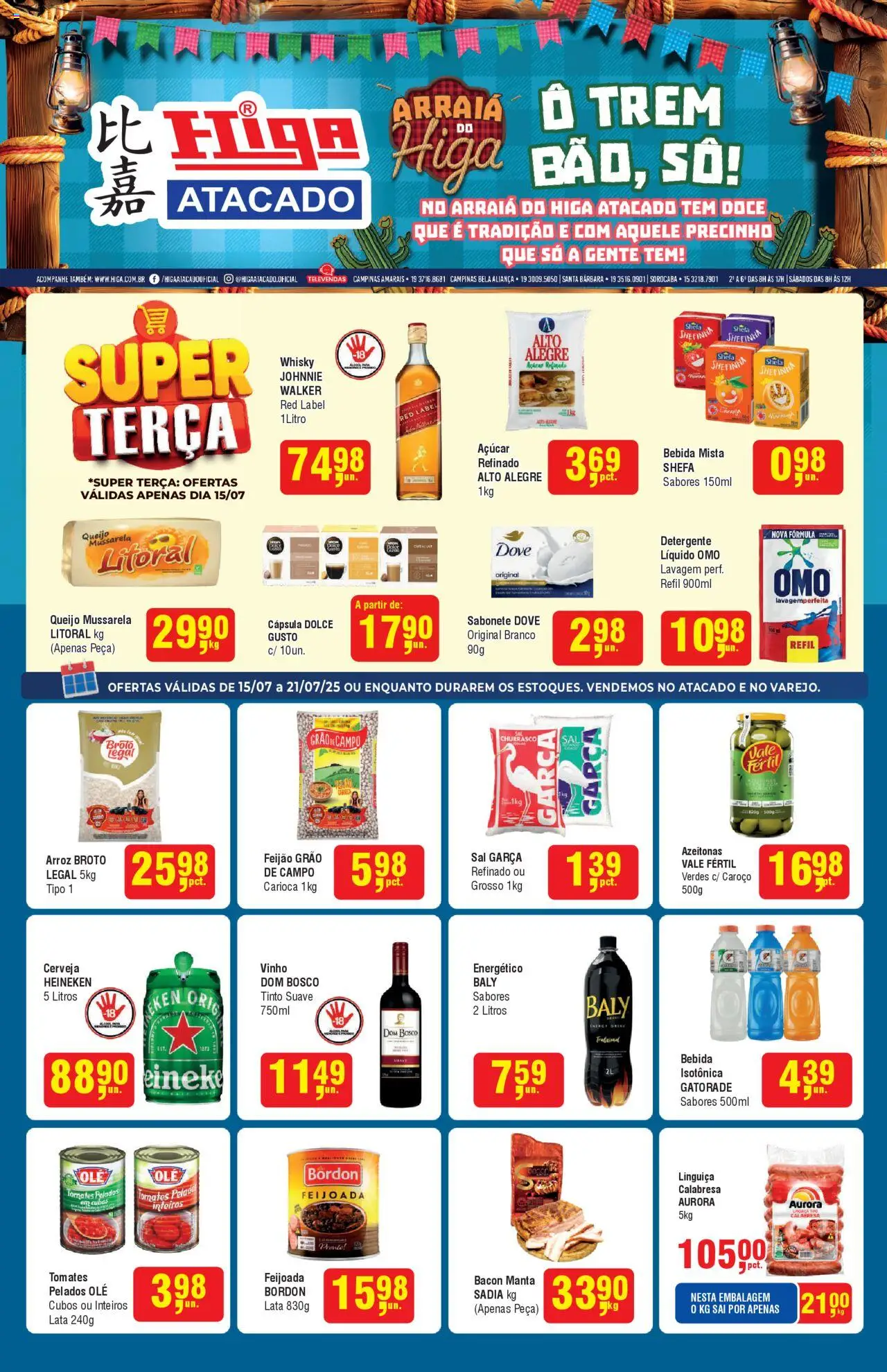 Higa Atacado Folheto - válido de 15.07.2025 | Página: 1 | Produtos: Cerveja, Arroz, Sabonete, Bebida