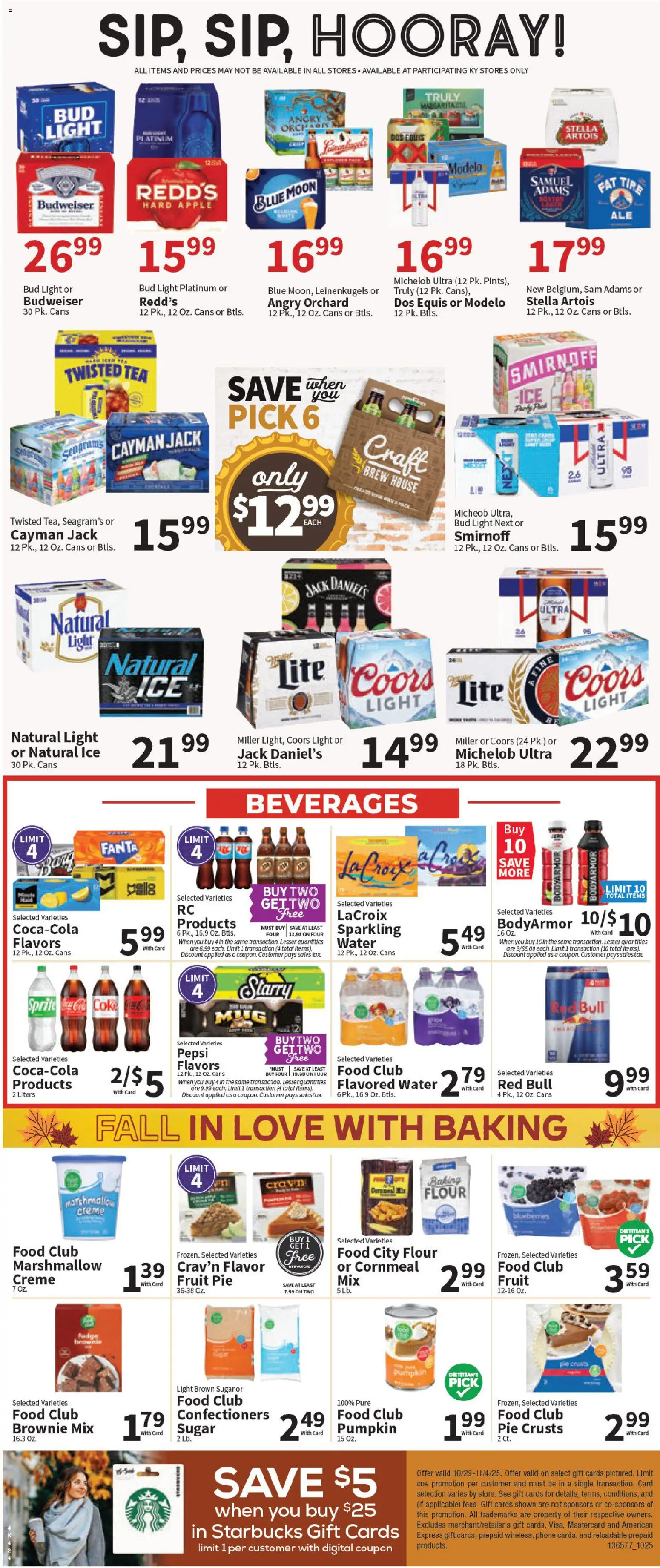 Food City Weekly Ad - valid from 31.10.2025 | Page: 6 | Products: Water, Sugar, Pumpkin Pie, Phone