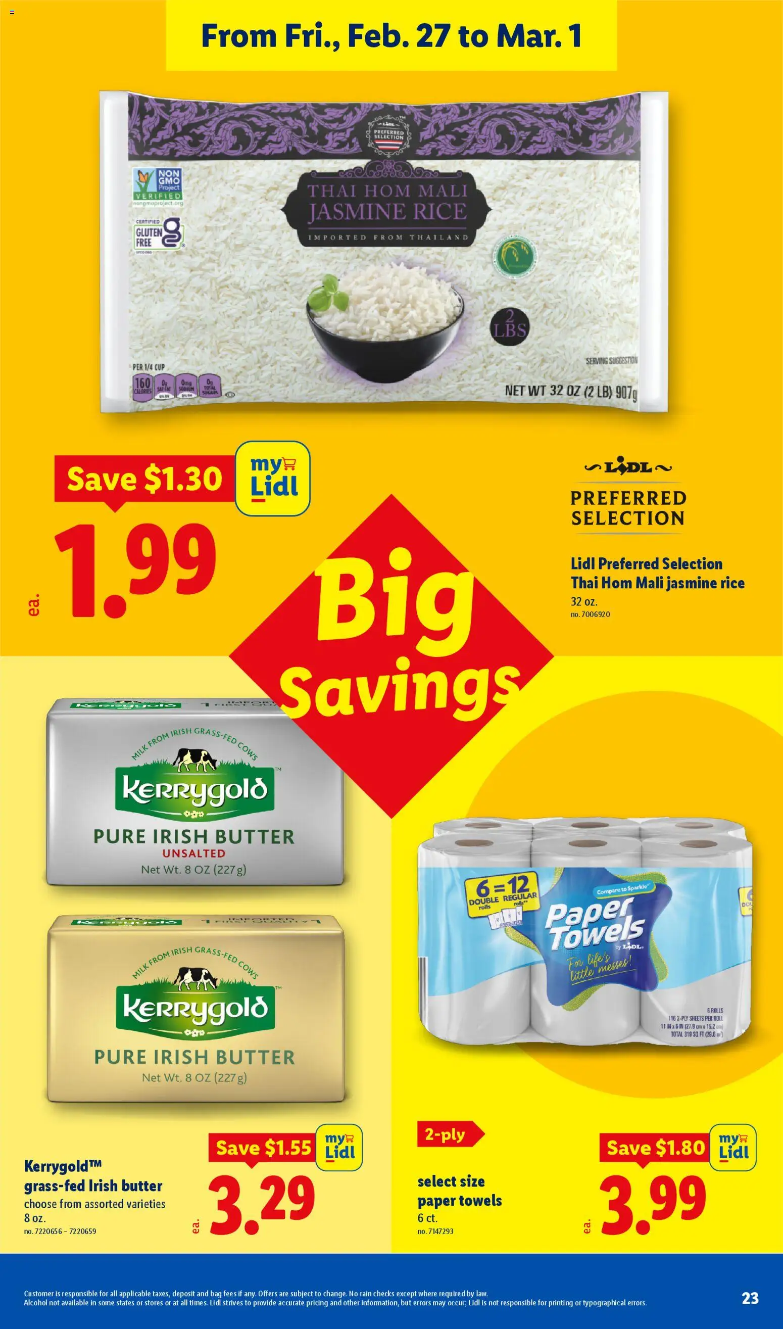 Lidl Weekly Ad - valid from 25.02.2026 | Page: 23 | Products: Milk, Butter, Rice, Bag