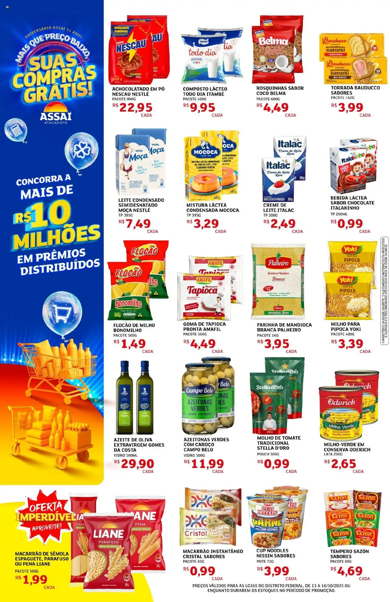 Assaí Atacadista Folheto - válido de 13.10.2025 | Página: 2 | Produtos: Mandioca, Pó, Arroz, Azeite
