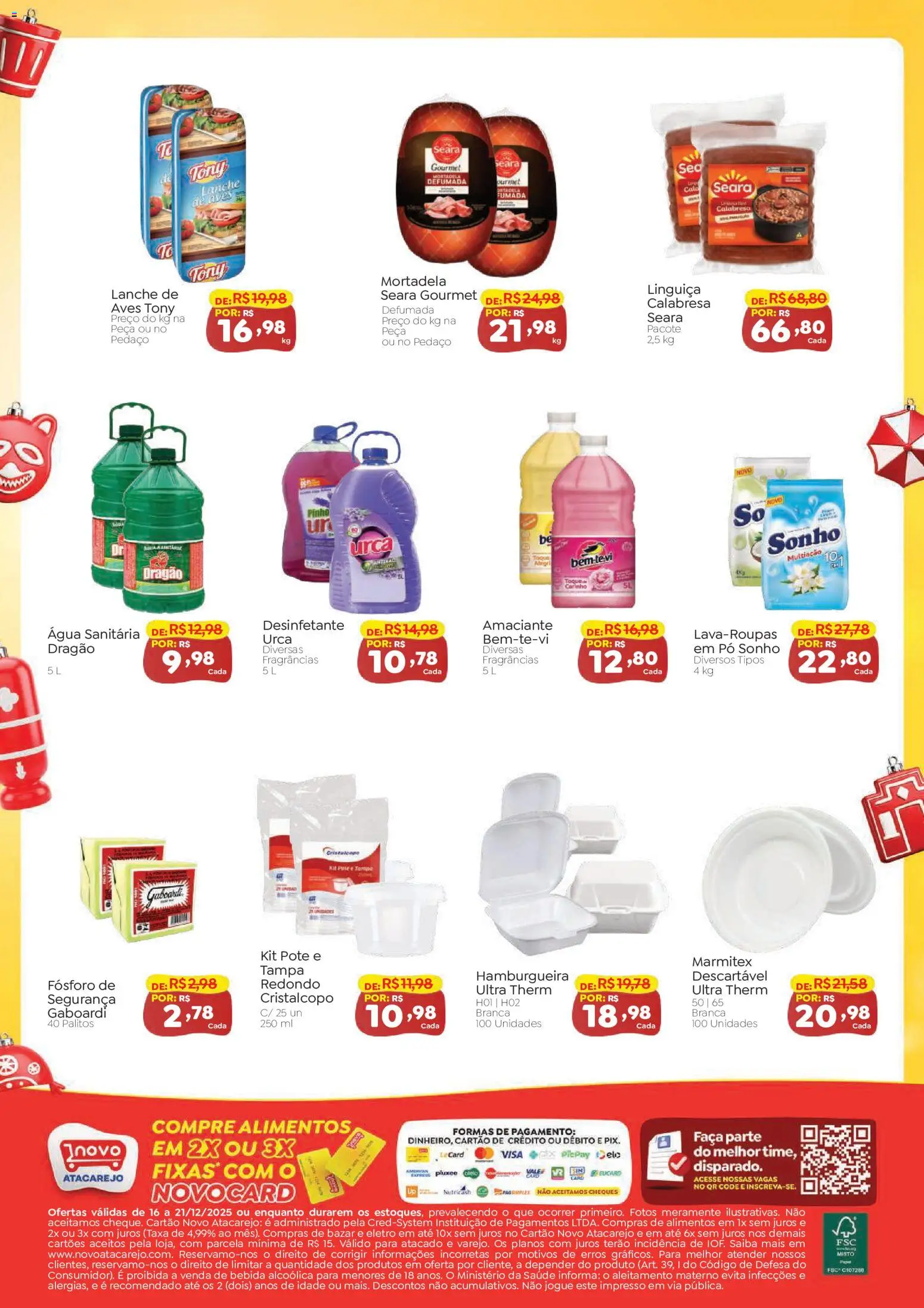 Novo Atacarejo Folheto - válido de 16.12.2025 | Página: 2 | Produtos: Linguiça, Faca, Bebida, Amaciante