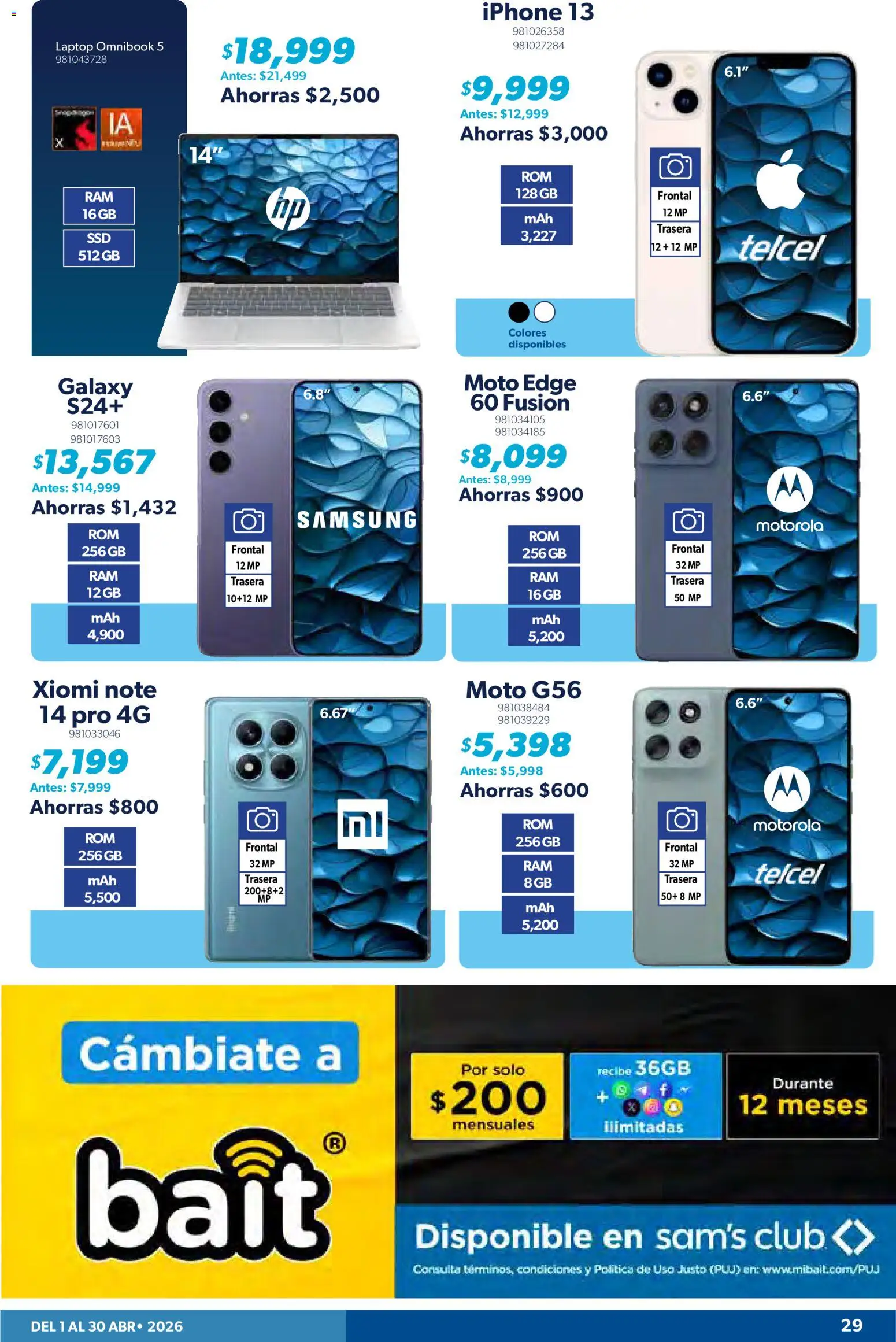 Nuevas ofertas de Sam's Club válidas en toda la República Mexicana desde el 01.04.2026. ¡Encuentra las mejores ofertas en Sam's Club catálogo! | Página: 29