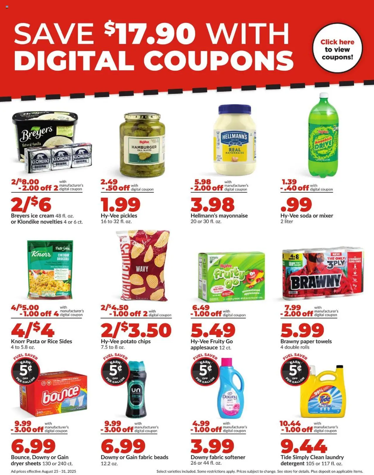 HyVee Weekly Ad - valid from 25.08.2025 | Page: 12 | Products: Fabric softener, Pasta, Dill, Dryer