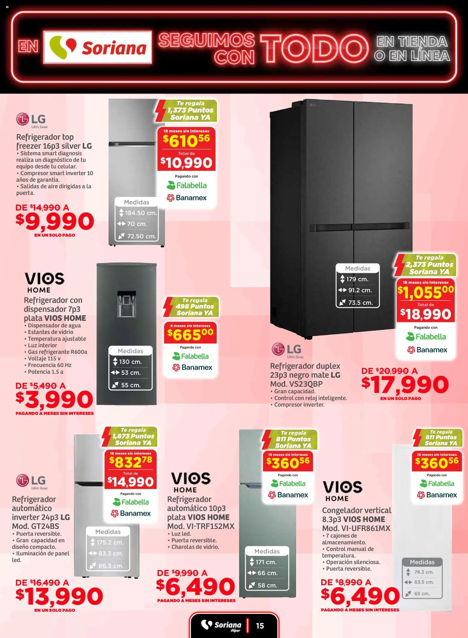 Nuevas ofertas de Soriana válidas en toda la República Mexicana desde el 19.11.2025. ¡Encuentra las mejores ofertas en Soriana - Seguimos con todo Híper Nacional! | Página: 15 | Productos: Refrigerador, Agua, Congelador, Reloj