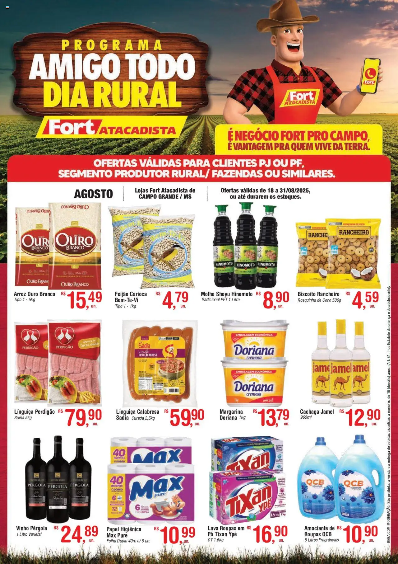 Fort Atacadista Folheto - válido de 18.08.2025 | Página: 1 | Produtos: Biscoito, Vinho, Roupas, Papel higiênico