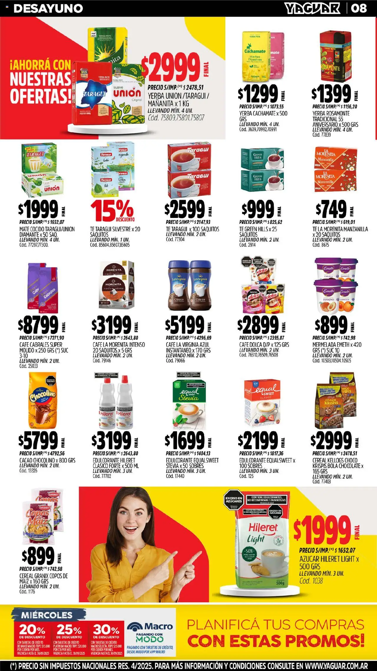 Yaguar - Trelew │ válido desde el 08.09.2025 | Página: 10 | Productos: Mate, Peso, Edulcorante, Mermelada