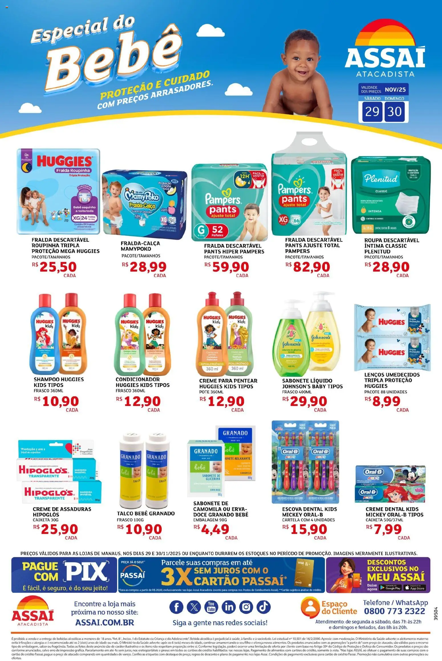 Assaí Atacadista Folheto - válido de 29.11.2025 | Página: 4 | Produtos: Shampoo, Hipoglós, Creme, Telefone