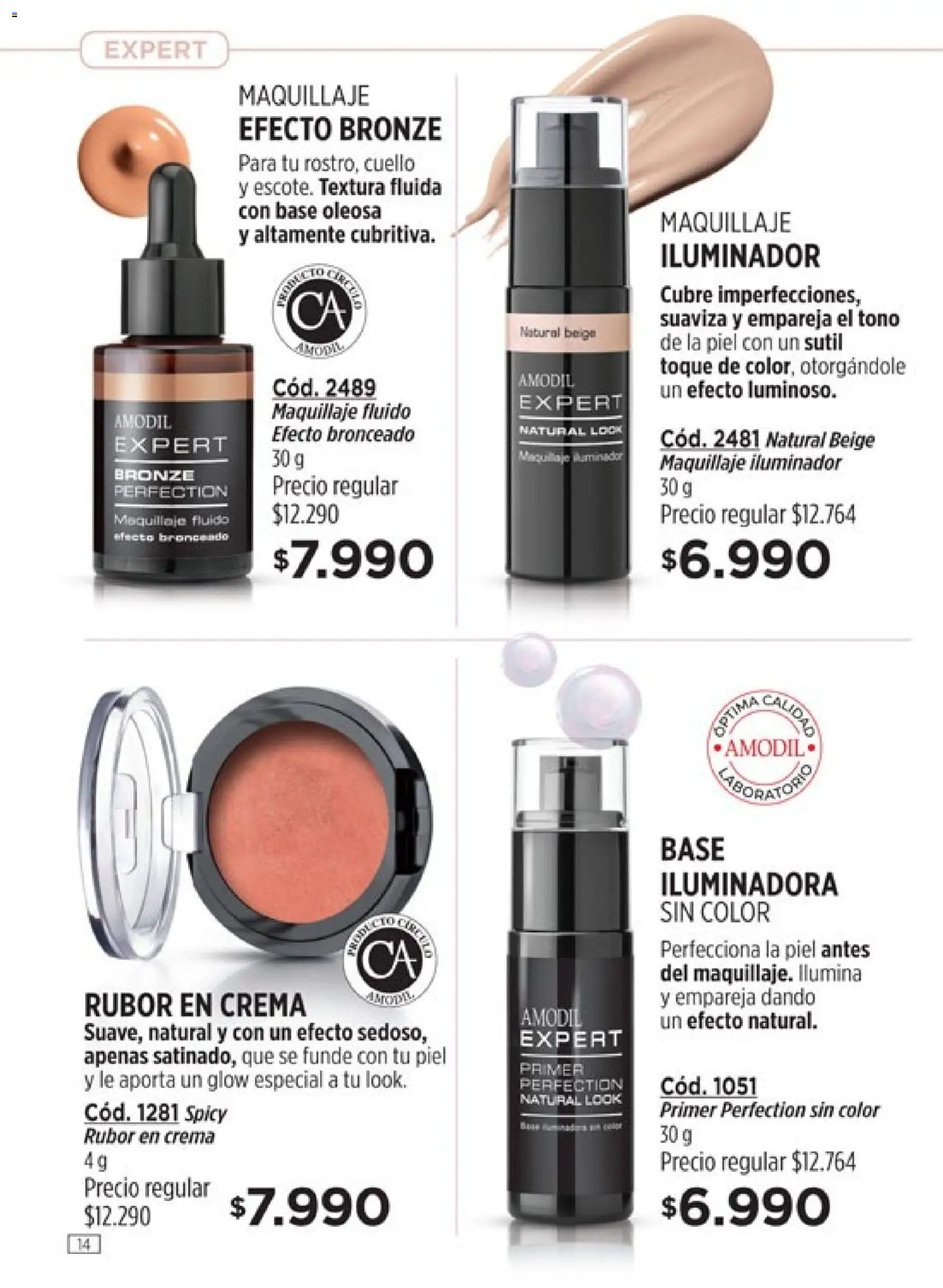 Catálogo Amodil Campaña 1/2026 │ válido desde el 01.01.2026 | Página: 14 | Productos: Maquillaje, Iluminador, Rubor, Crema