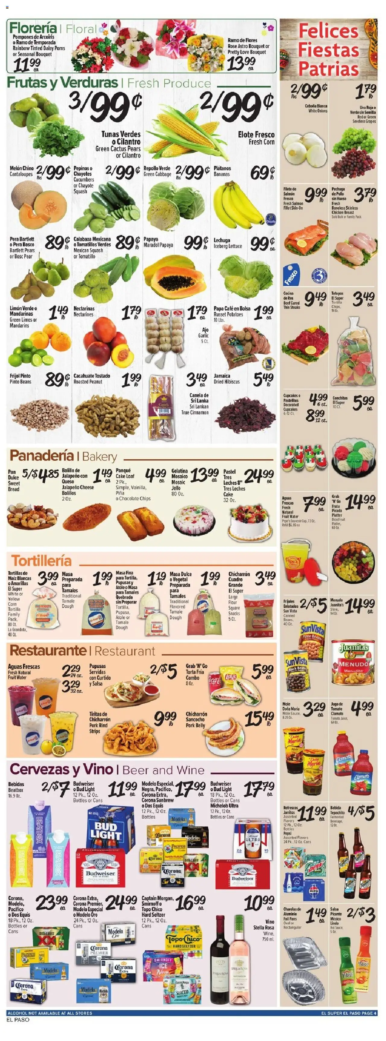El Super Weekly Ad - TX - valid from 10.09.2025 | Page: 4 | Products: Corn, Wine, Bananas, Chips