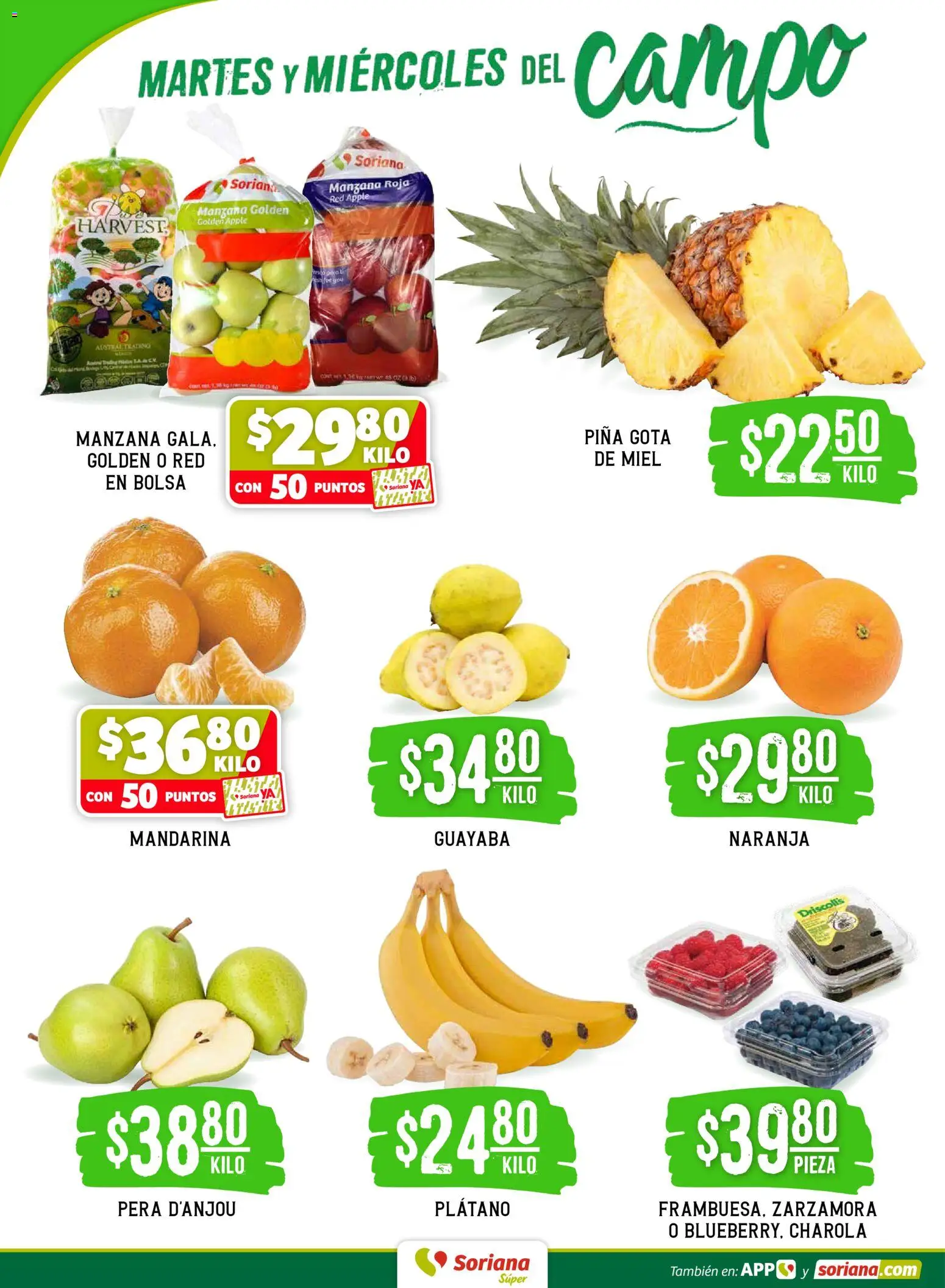 Nuevas ofertas de Soriana válidas en toda la República Mexicana desde el 10.03.2026. ¡Encuentra las mejores ofertas en Soriana Martes y Miércoles del Campo Súper: Saltillo y Torreón! | Página: 2 | Productos: Plátano, Bolsa, Manzana, Piña