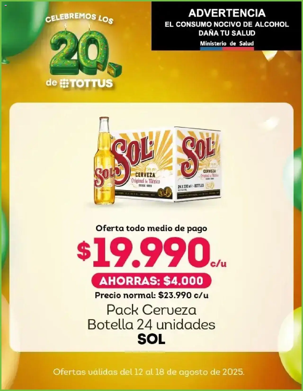 Tottus ofertas  │ válido desde el 12.08.2025 | Página: 4 | Productos: Botella, Cerveza