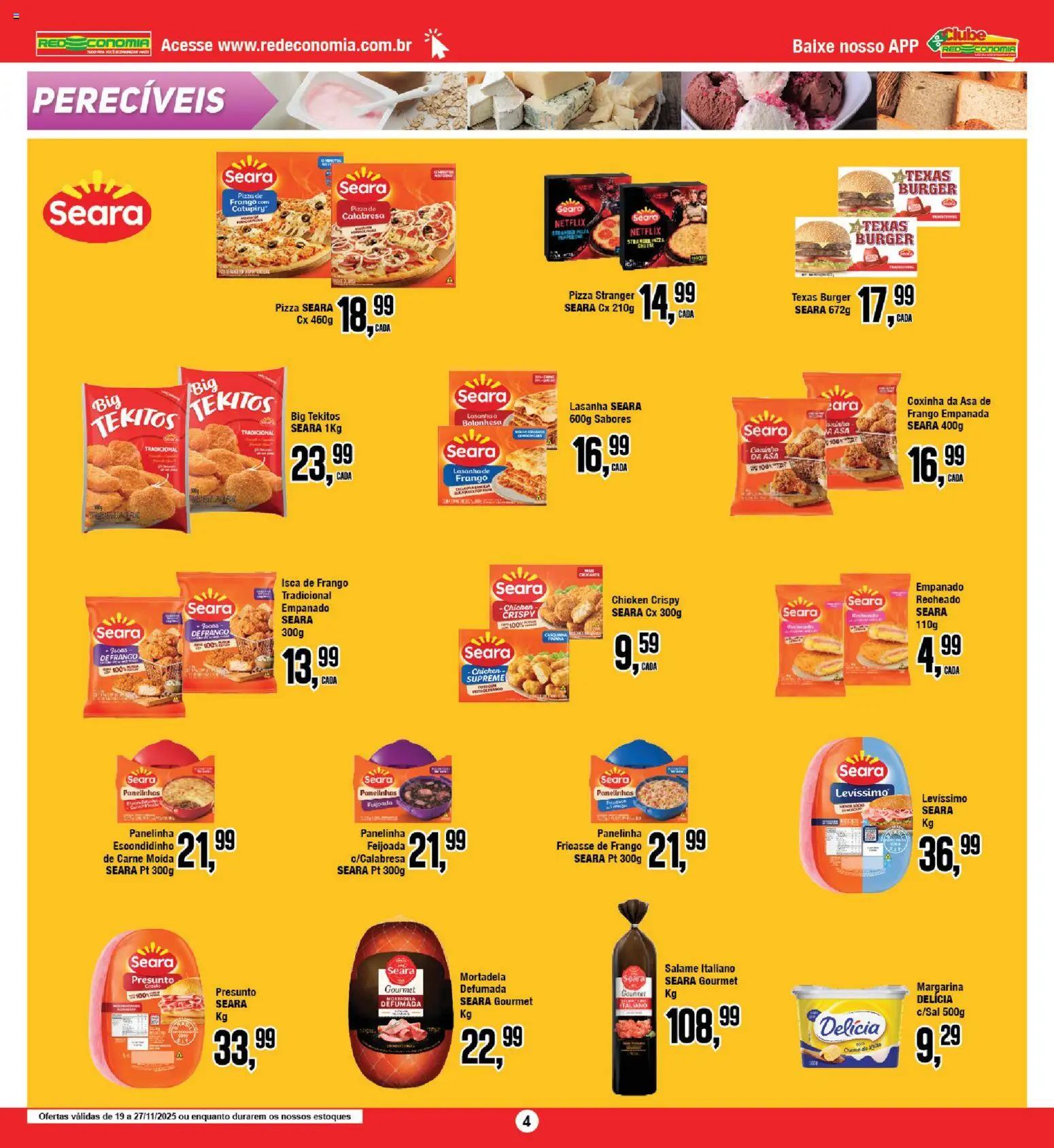 RedEconomia Folheto - válido de 19.11.2025 | Página: 4 | Produtos: Presunto, Frango, Carne moída, Margarina