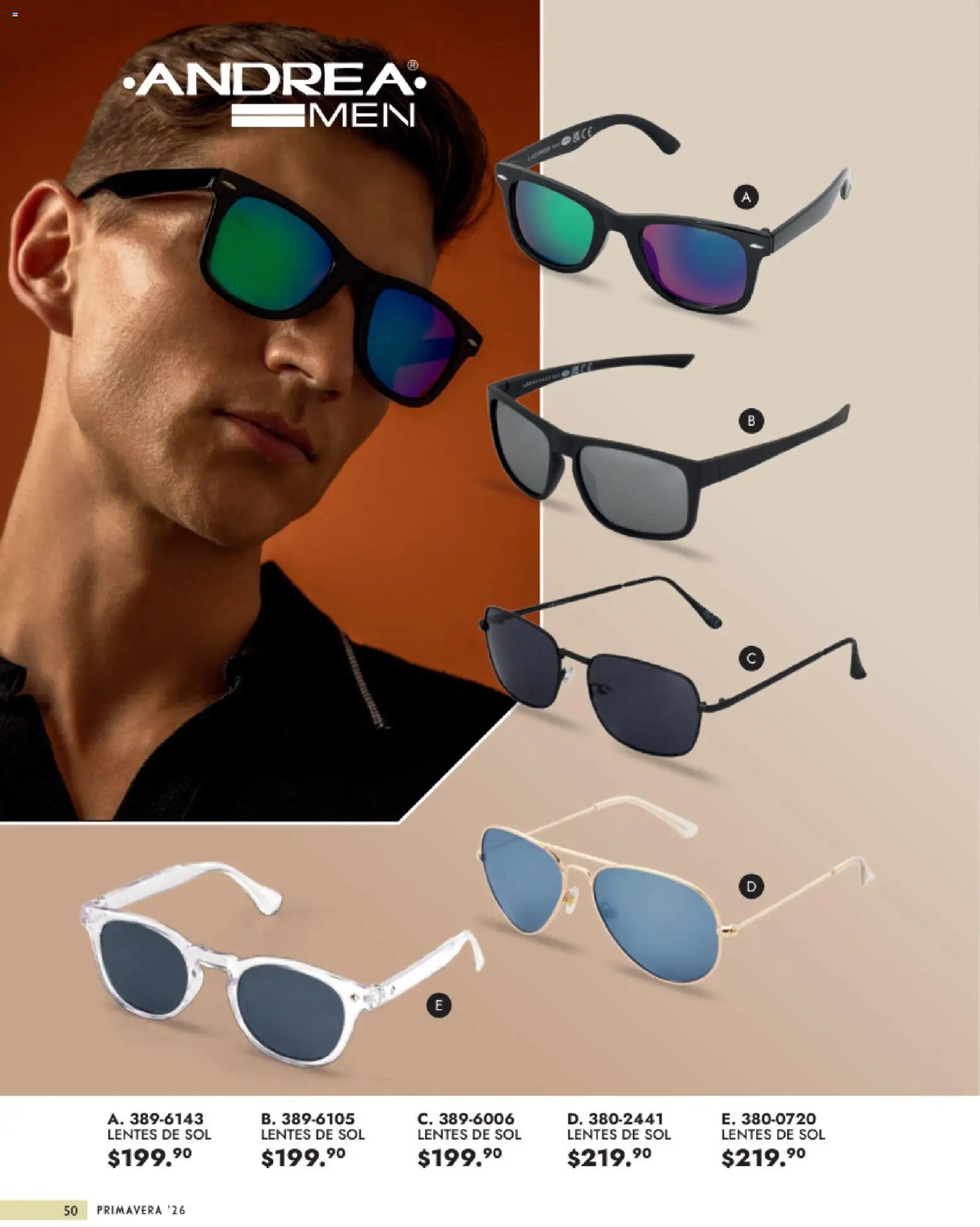 Nuevas ofertas de Andrea válidas en toda la República Mexicana desde el 25.01.2026. ¡Encuentra las mejores ofertas en Andrea catálogo Primavera! | Página: 50 | Productos: Lentes, Lentes de sol