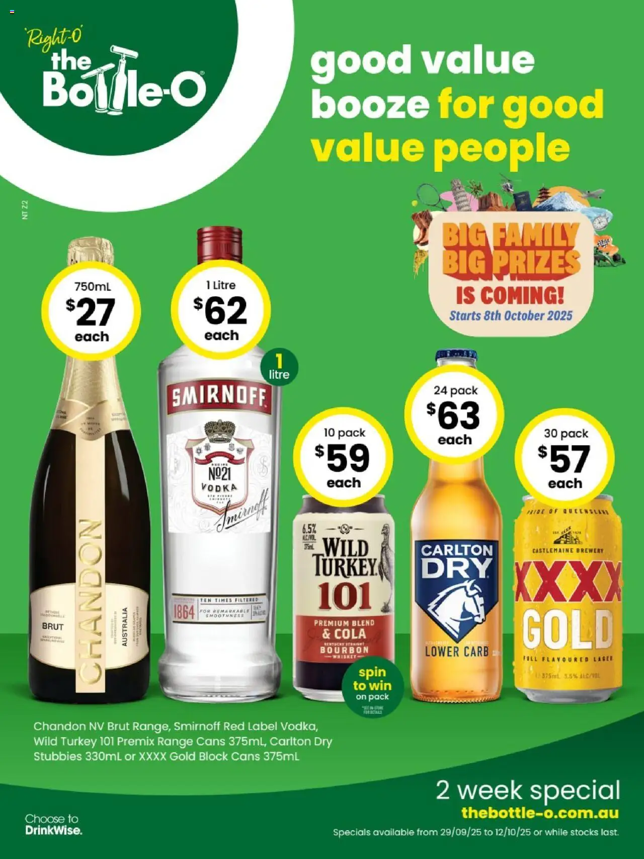 The Bottle-O catalogue - valid from 29.09.2025 | Page: 1 | Products: Bourbon, Vodka, Whiskey, Turkey