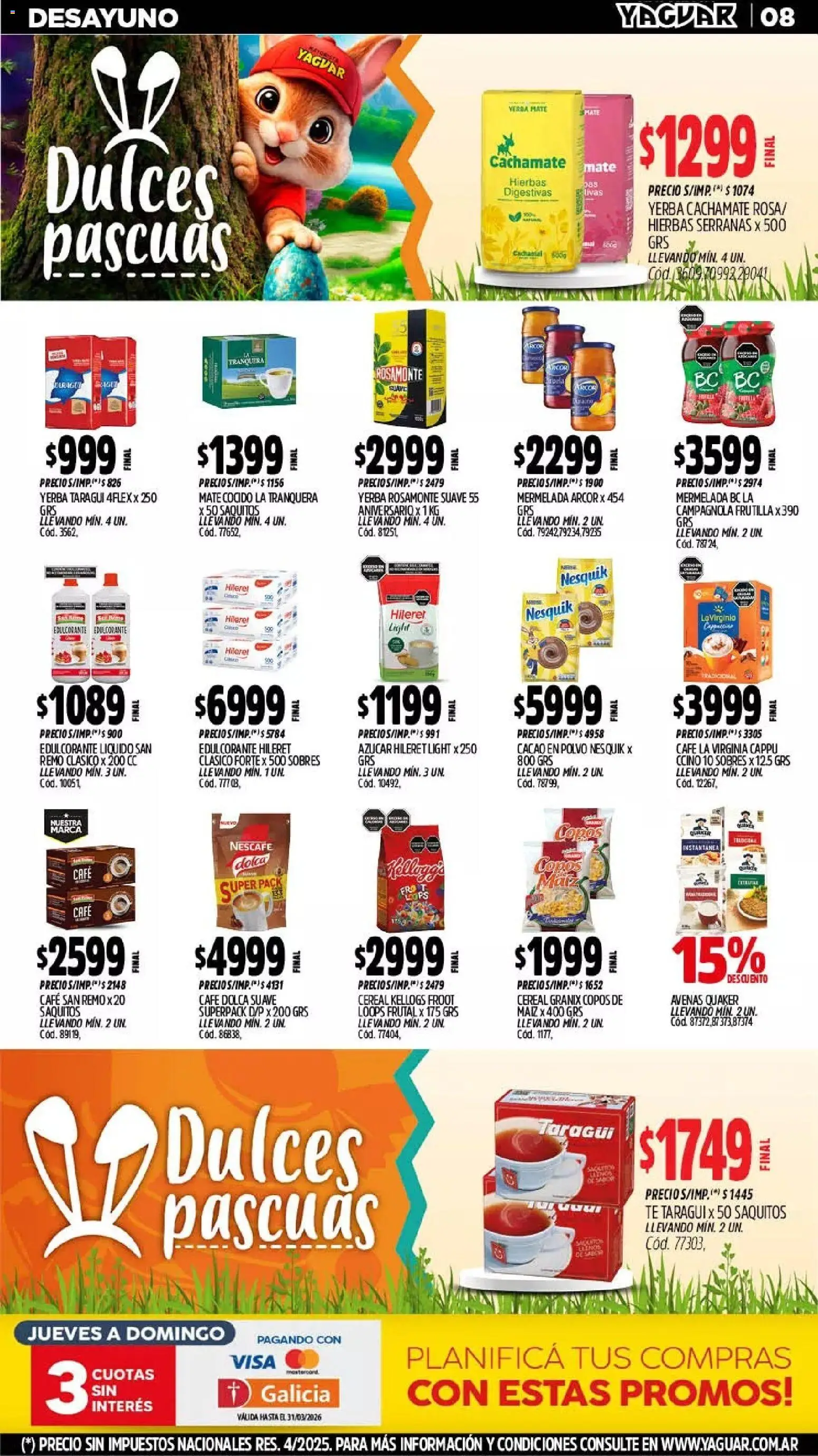Yaguar - Oferta Semanal General Roca │ válido desde el 23.03.2026 | Página: 8 | Productos: Copos, Frutilla, Maiz, Mermelada