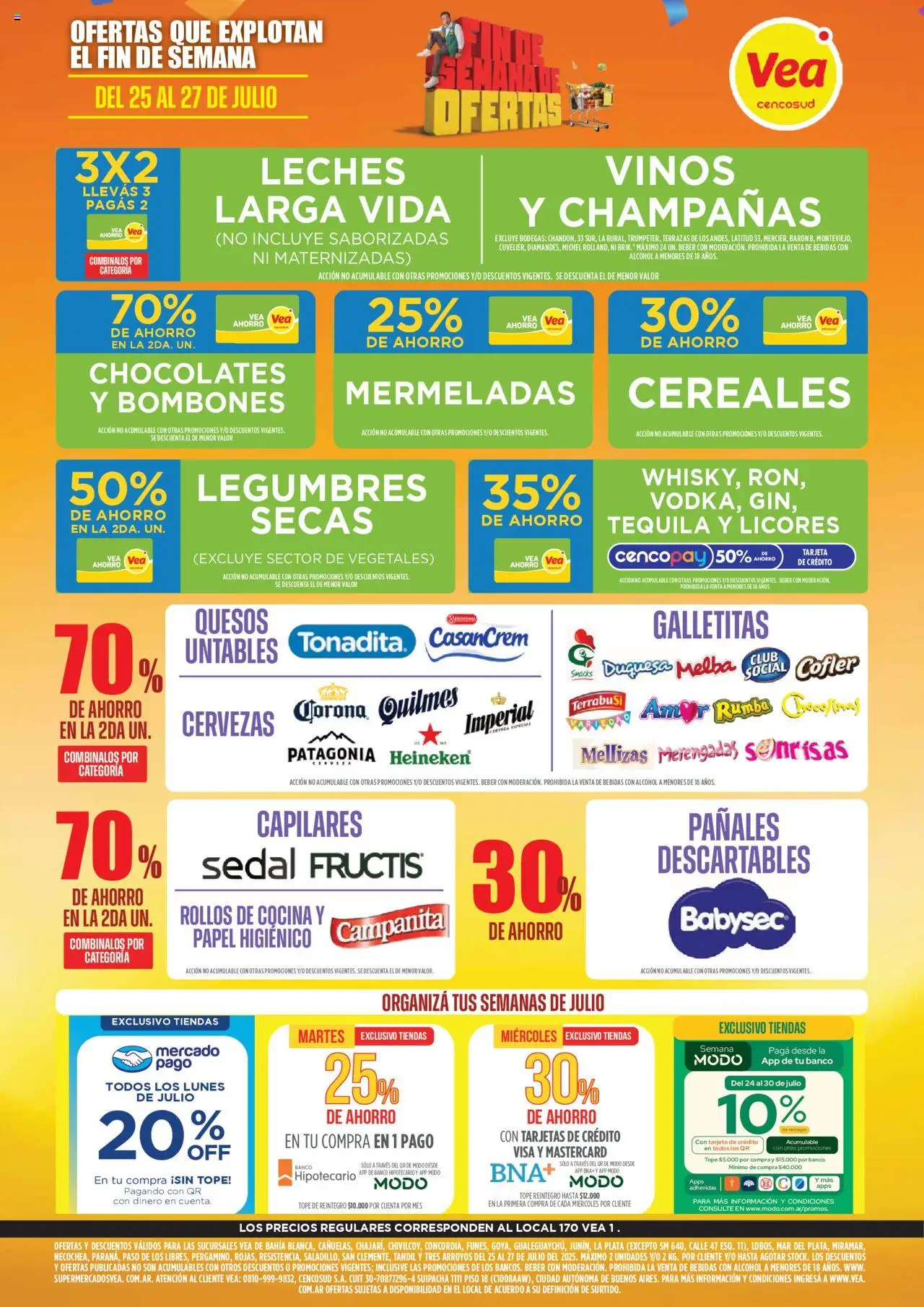 Vea - Oferta fin de semana │ válido desde el 25.07.2025 | Página: 1 | Productos: Papel higiénico, Bombones, Cereales, Pañales