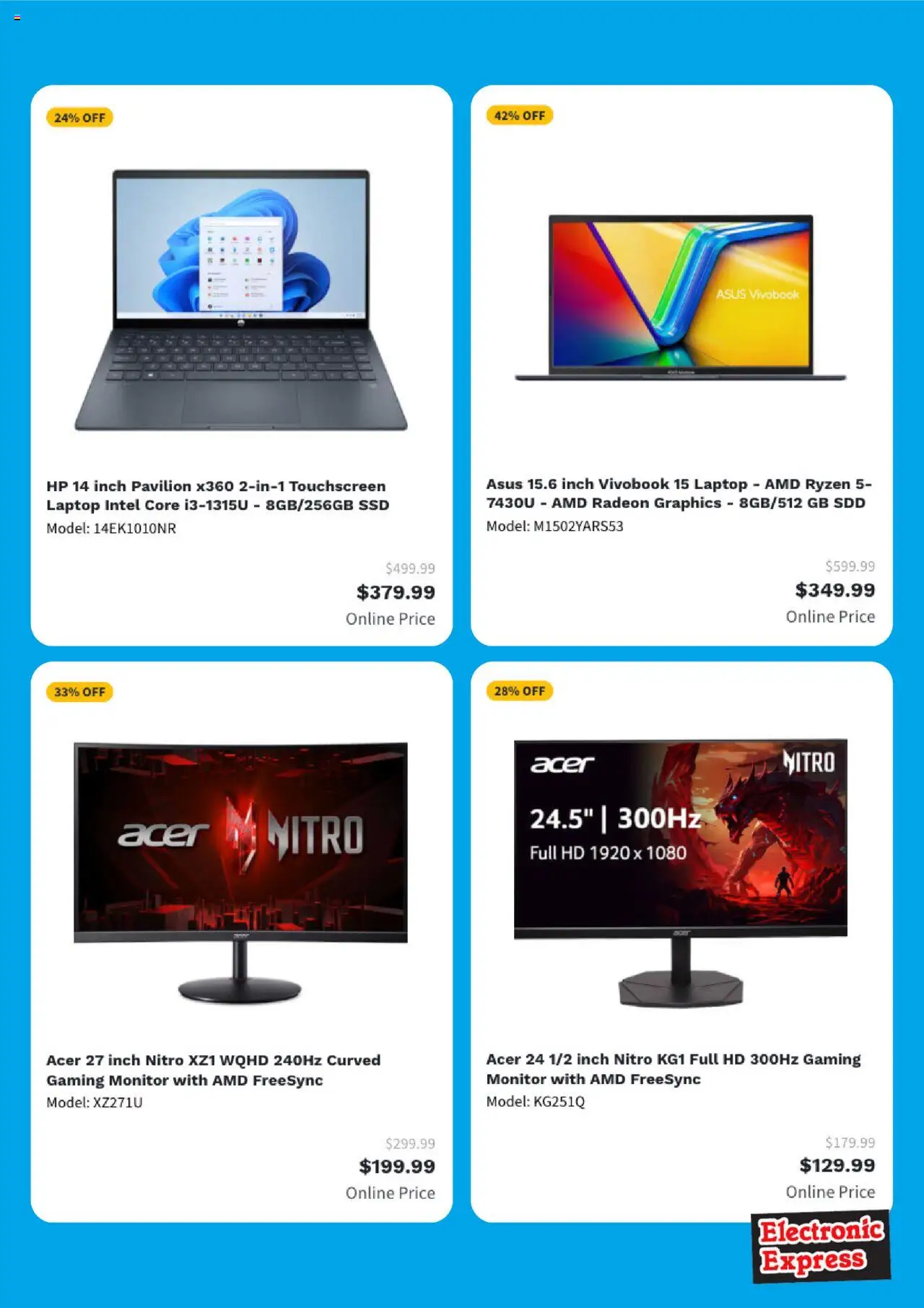 Electronic Express Weekly Ad - valid from 04.08.2025 | Page: 3 | Products: Monitor, Laptop, SSD