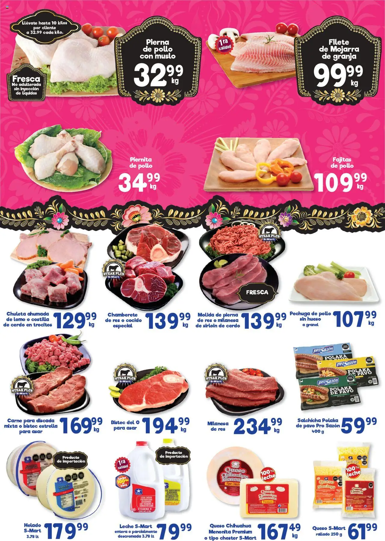 Nuevas ofertas de S-Mart válidas en toda la República Mexicana desde el 09.09.2025. ¡Encuentra las mejores ofertas en S-Mart - Folleto - Matamoros! | Página: 4 | Productos: Pollo, Salchicha, Leche, Queso