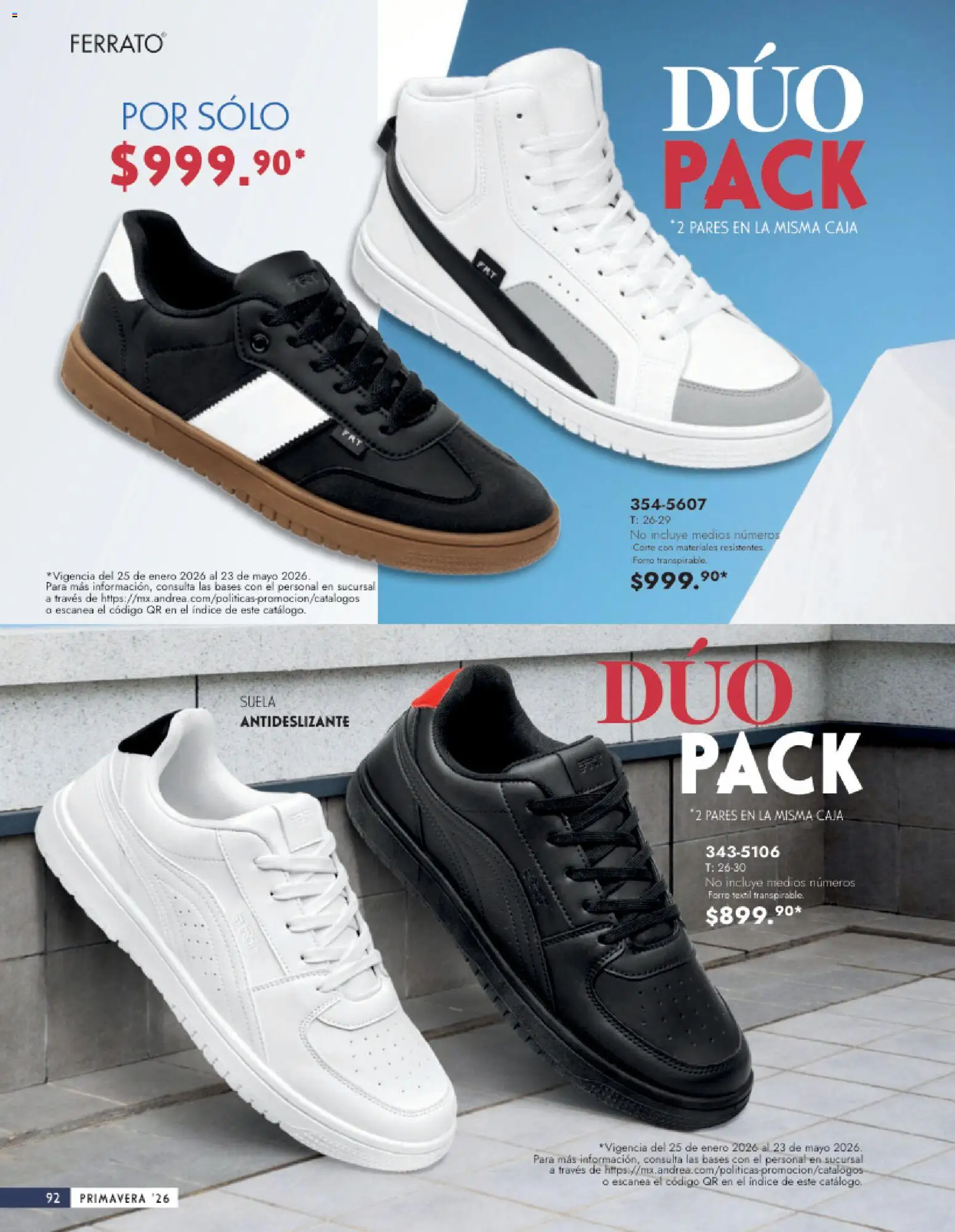 Nuevas ofertas de Andrea válidas en toda la República Mexicana desde el 25.01.2026. ¡Encuentra las mejores ofertas en Andrea catálogo Calzado Caballero! | Página: 92 | Productos: Caja