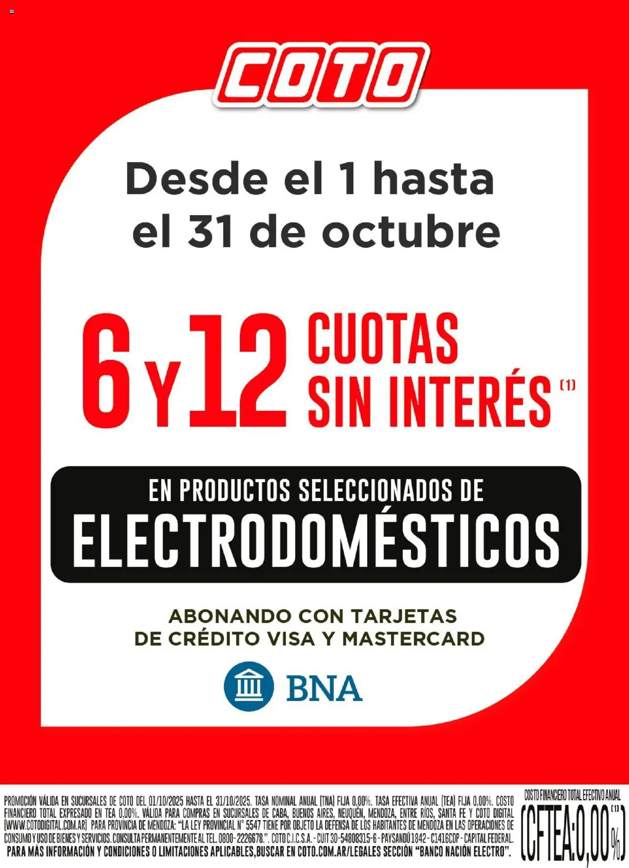 Coto - Bnaoct │ válido desde el 01.10.2025 | Página: 1 | Productos: Banco