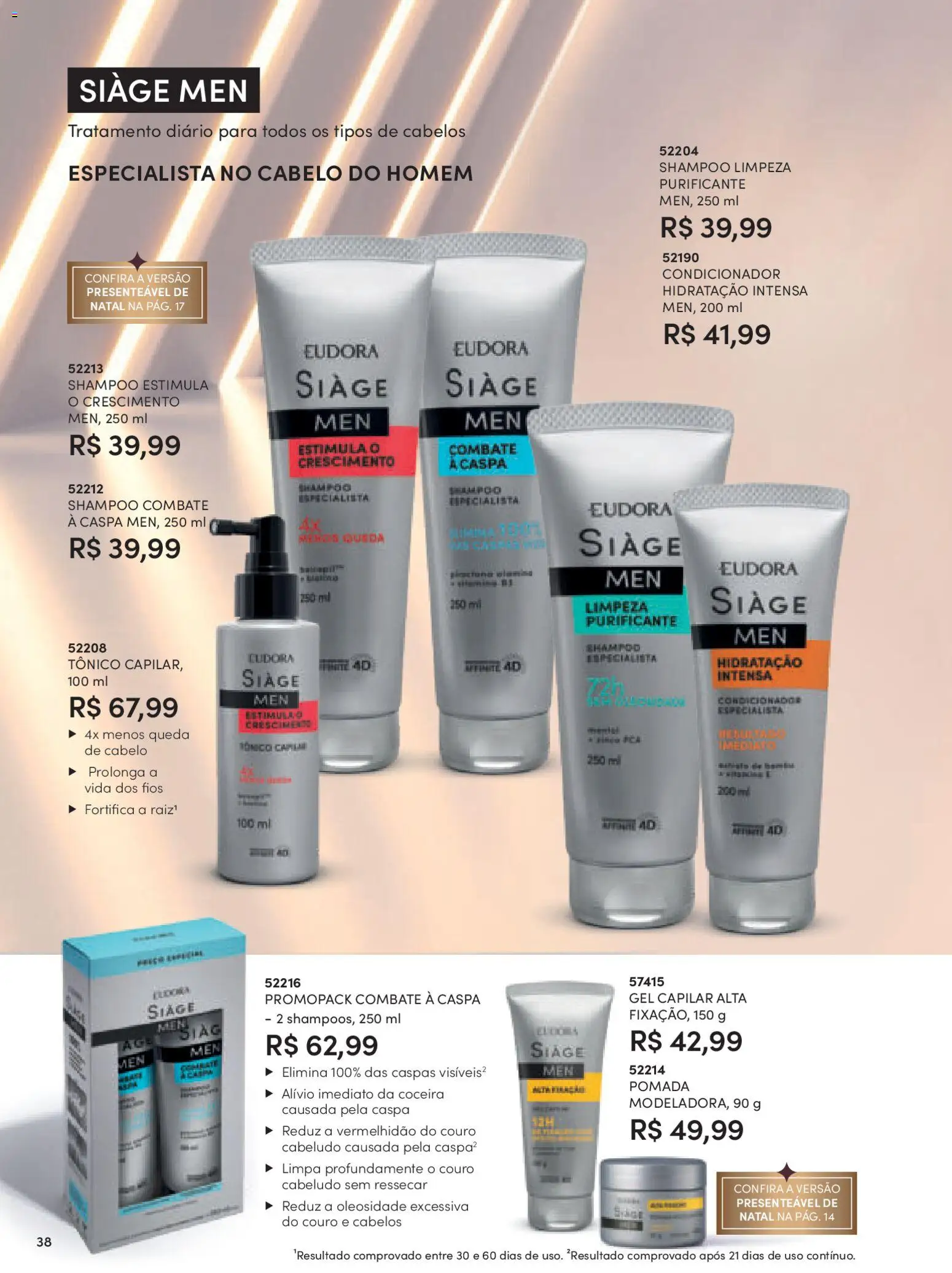 Eudora Folheto - válido de 10.11.2025 | Página: 38 | Produtos: Shampoo, Tônico, Condicionador, Pomada