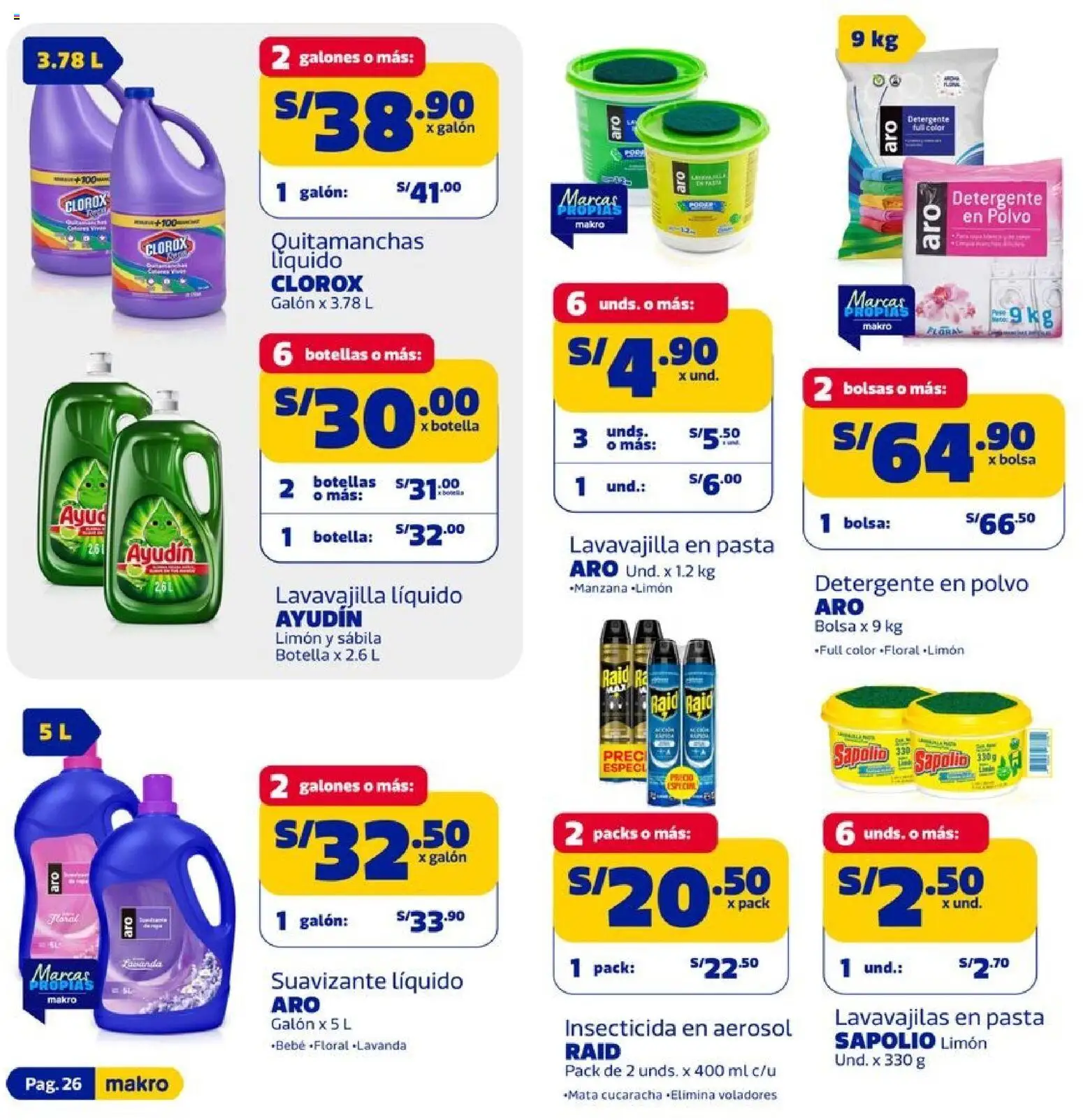 Catálogo Makro válido desde 29.01.2026 | Página: 26 | Productos: Quitamanchas, Detergente, Pasta, Polvo