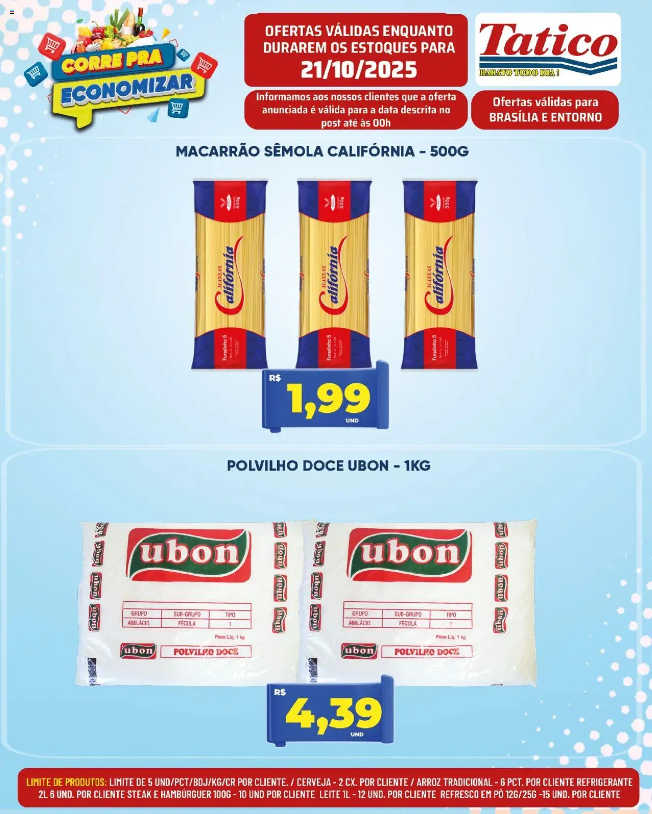 Tatico Folheto - válido de 21.10.2025 | Página: 5 | Produtos: Leite, Cerveja, Hambúrguer, Refrigerante