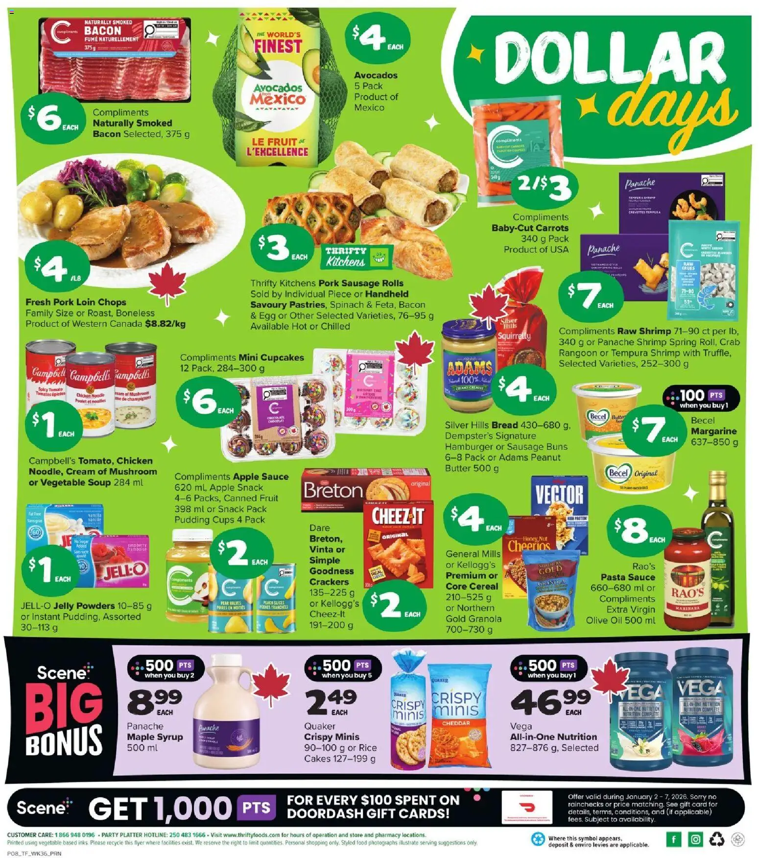 Thrifty Foods flyer valid from 01.01.2026 | Page: 2 | Products: Rice, Oil, Chicken, Pork